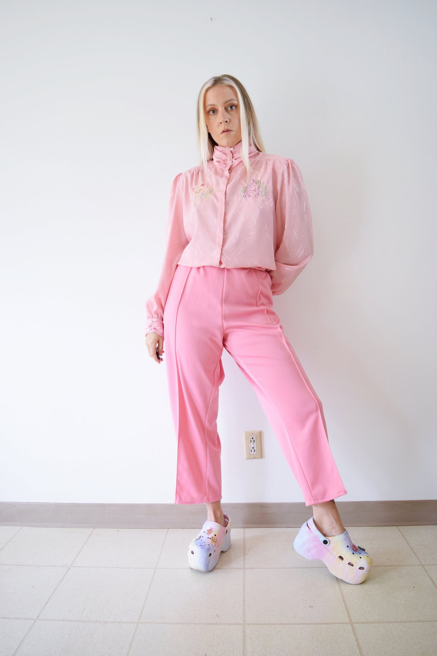 80s PINK TROUSERS - LARGE
