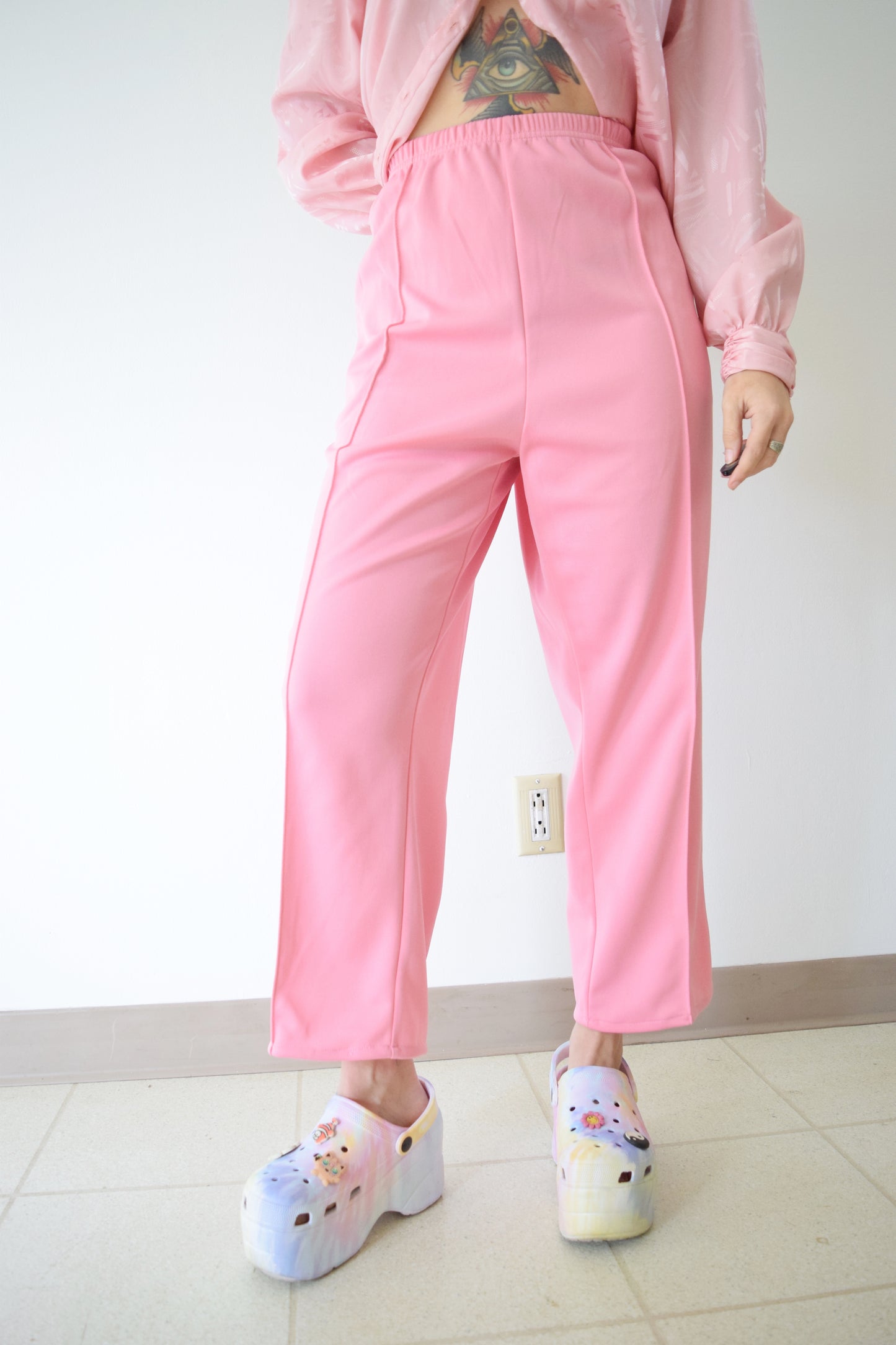 80s PINK TROUSERS - LARGE