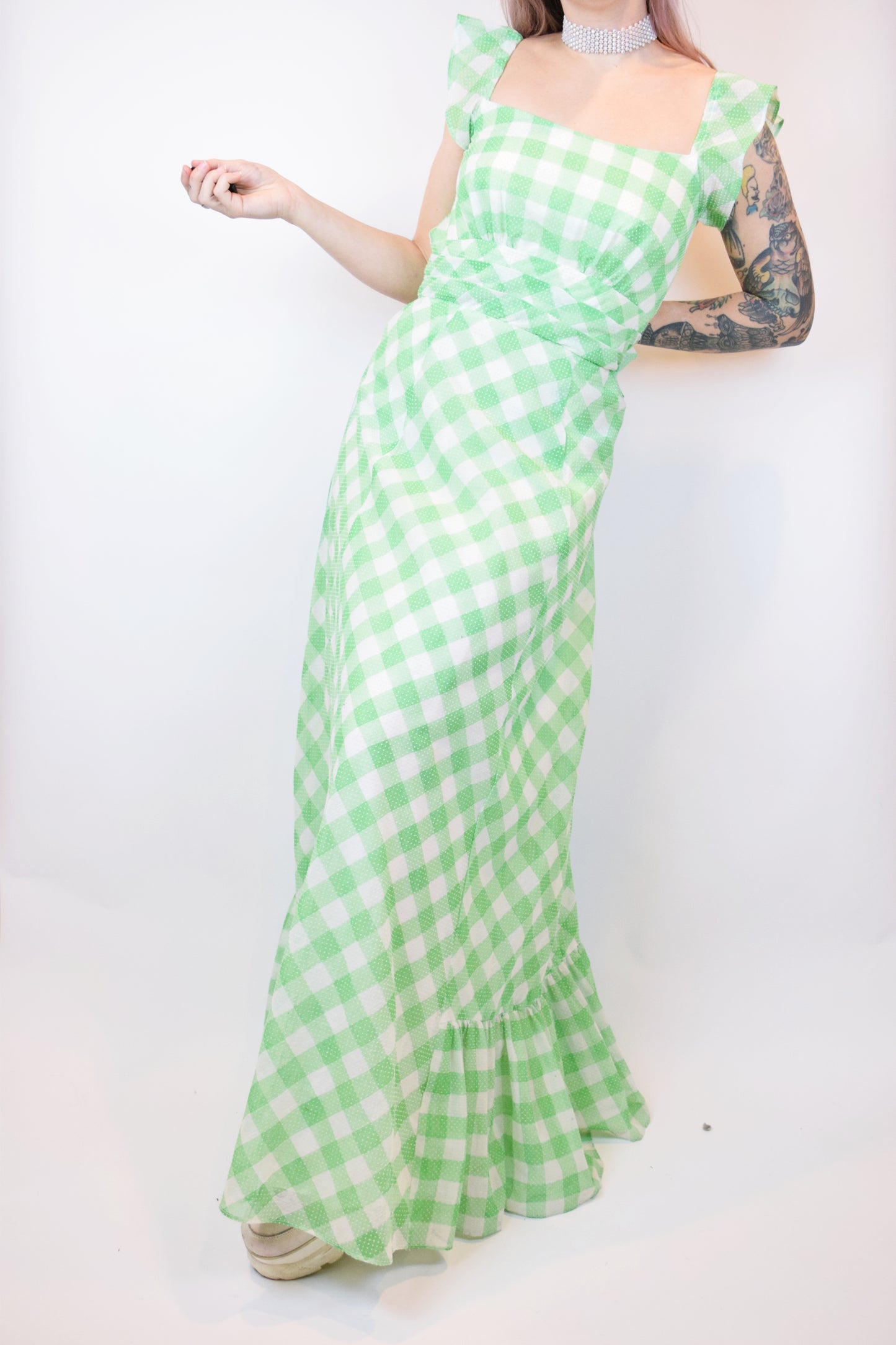 60s CHECKERBOARD PRAIRIE MAXI - XXS