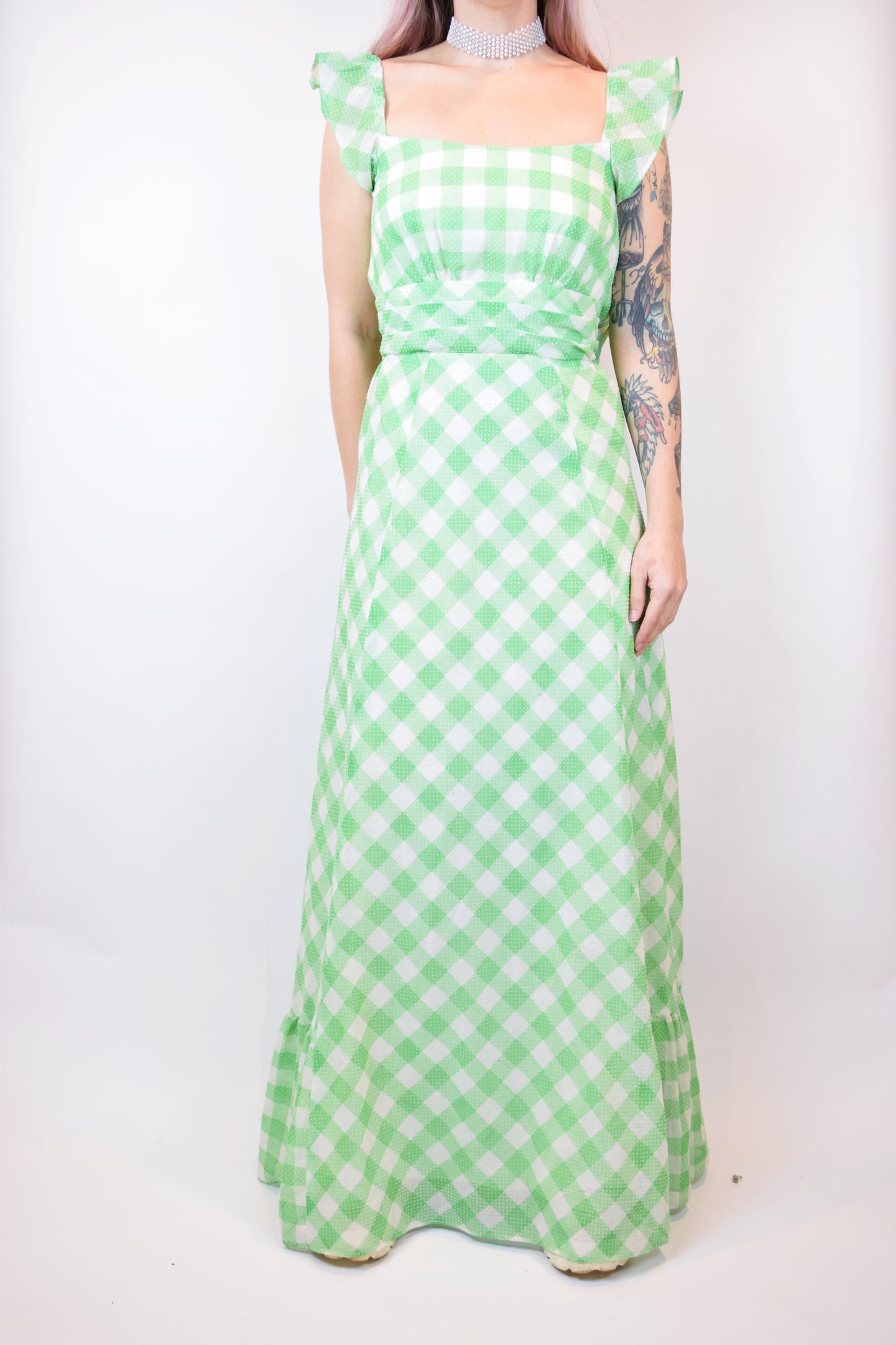 60s CHECKERBOARD PRAIRIE MAXI - XXS