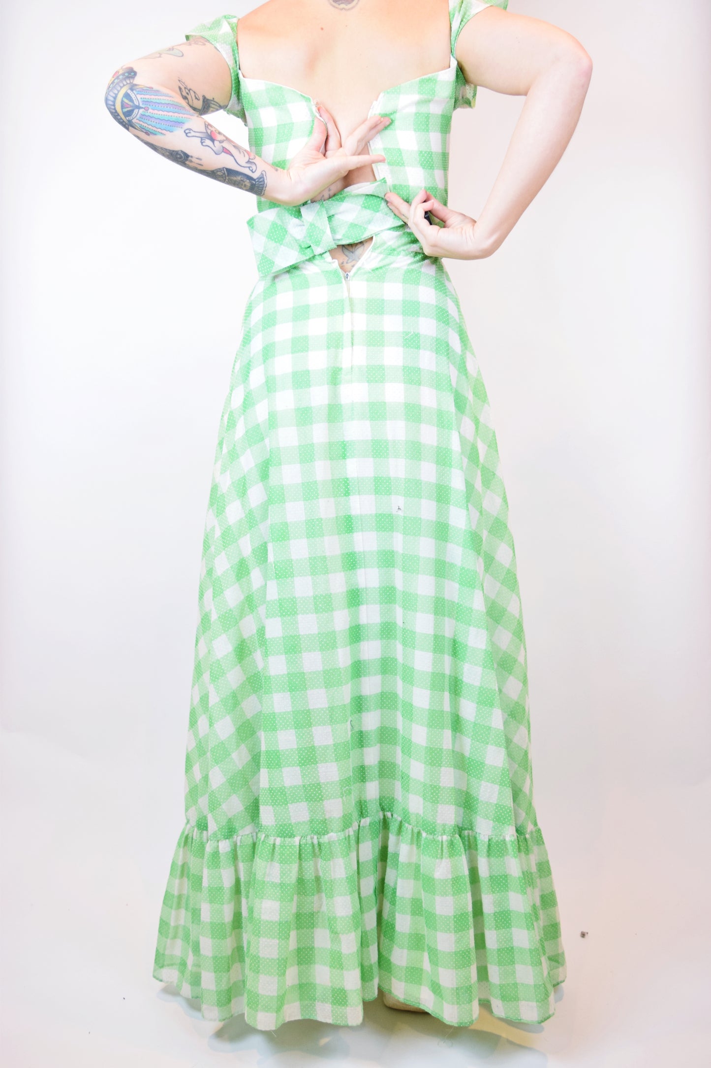 60s CHECKERBOARD PRAIRIE MAXI - XXS