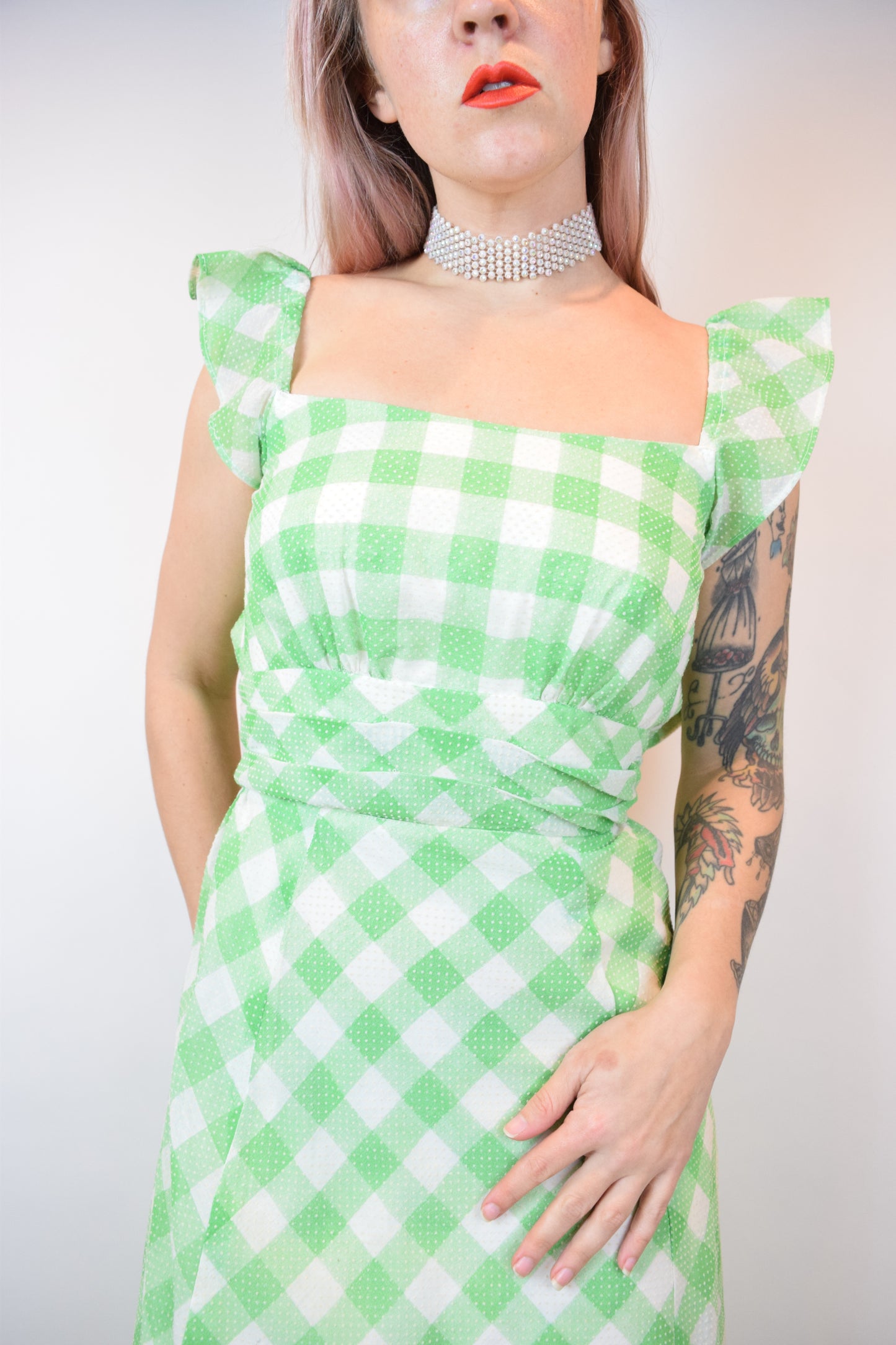 60s CHECKERBOARD PRAIRIE MAXI - XXS