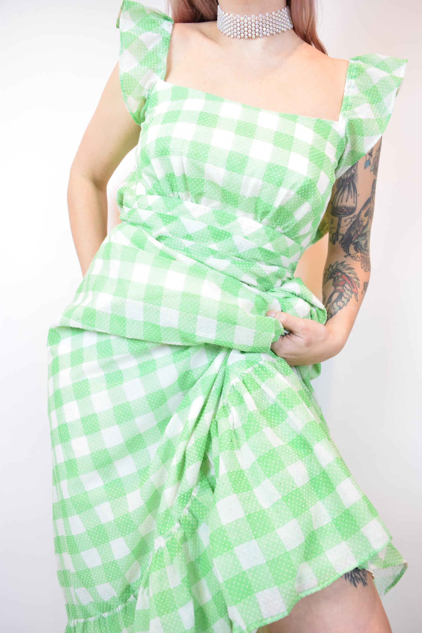 60s CHECKERBOARD PRAIRIE MAXI - XXS