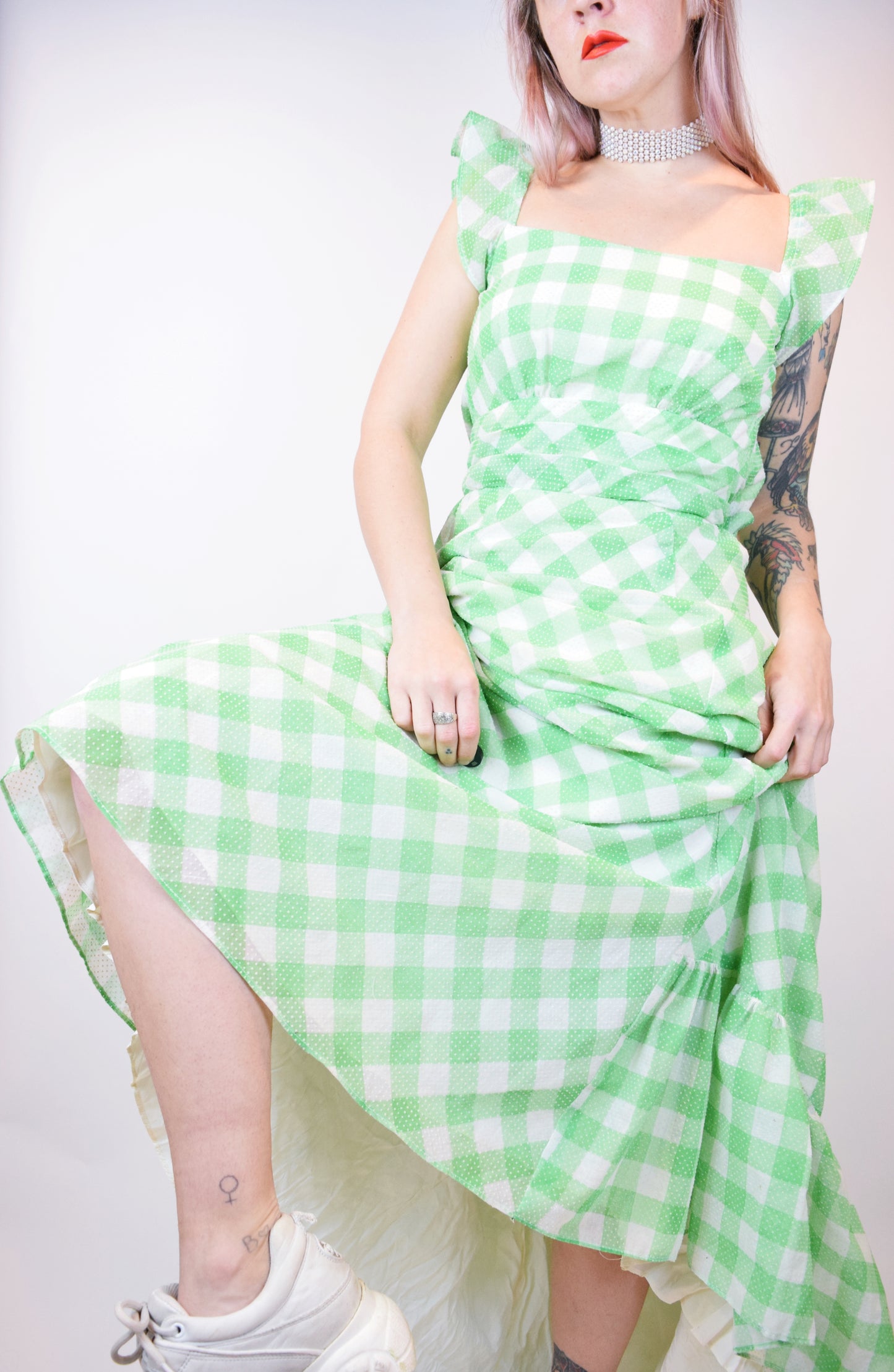 60s CHECKERBOARD PRAIRIE MAXI - XXS