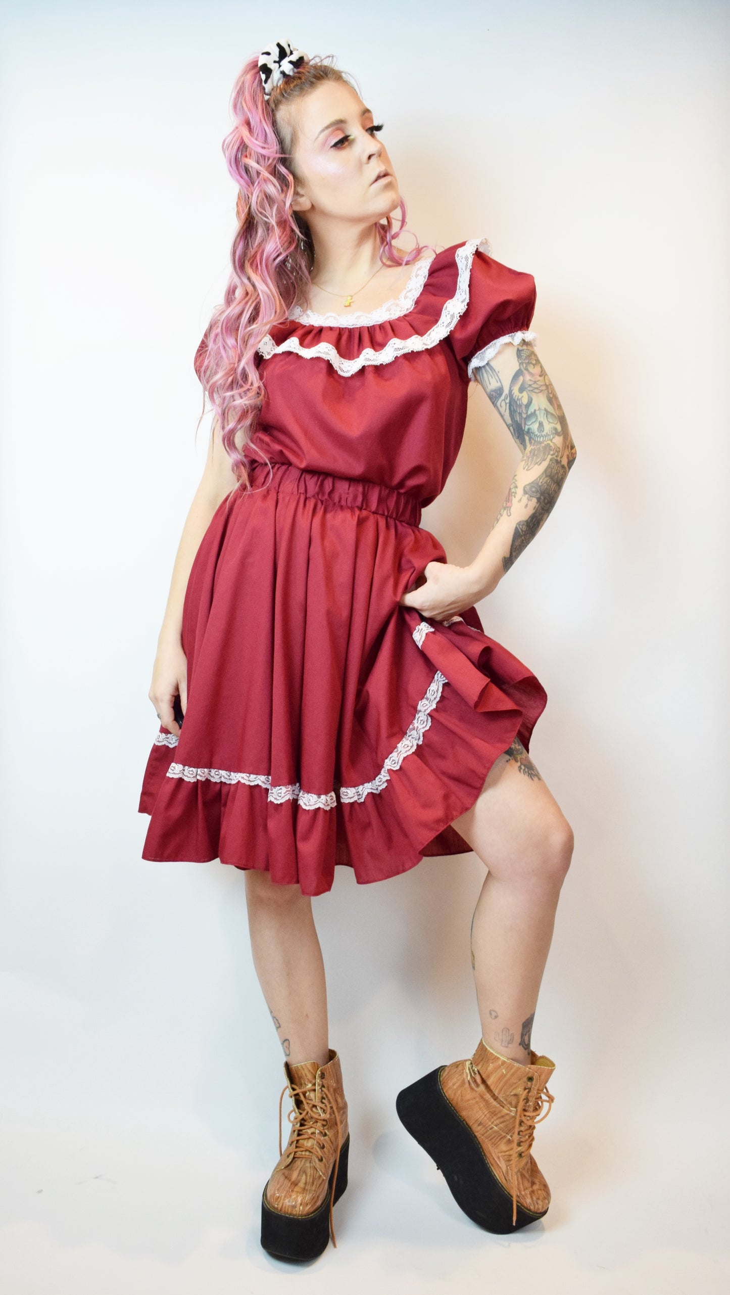 70s RED SQUARE DANCE SET - SMALL