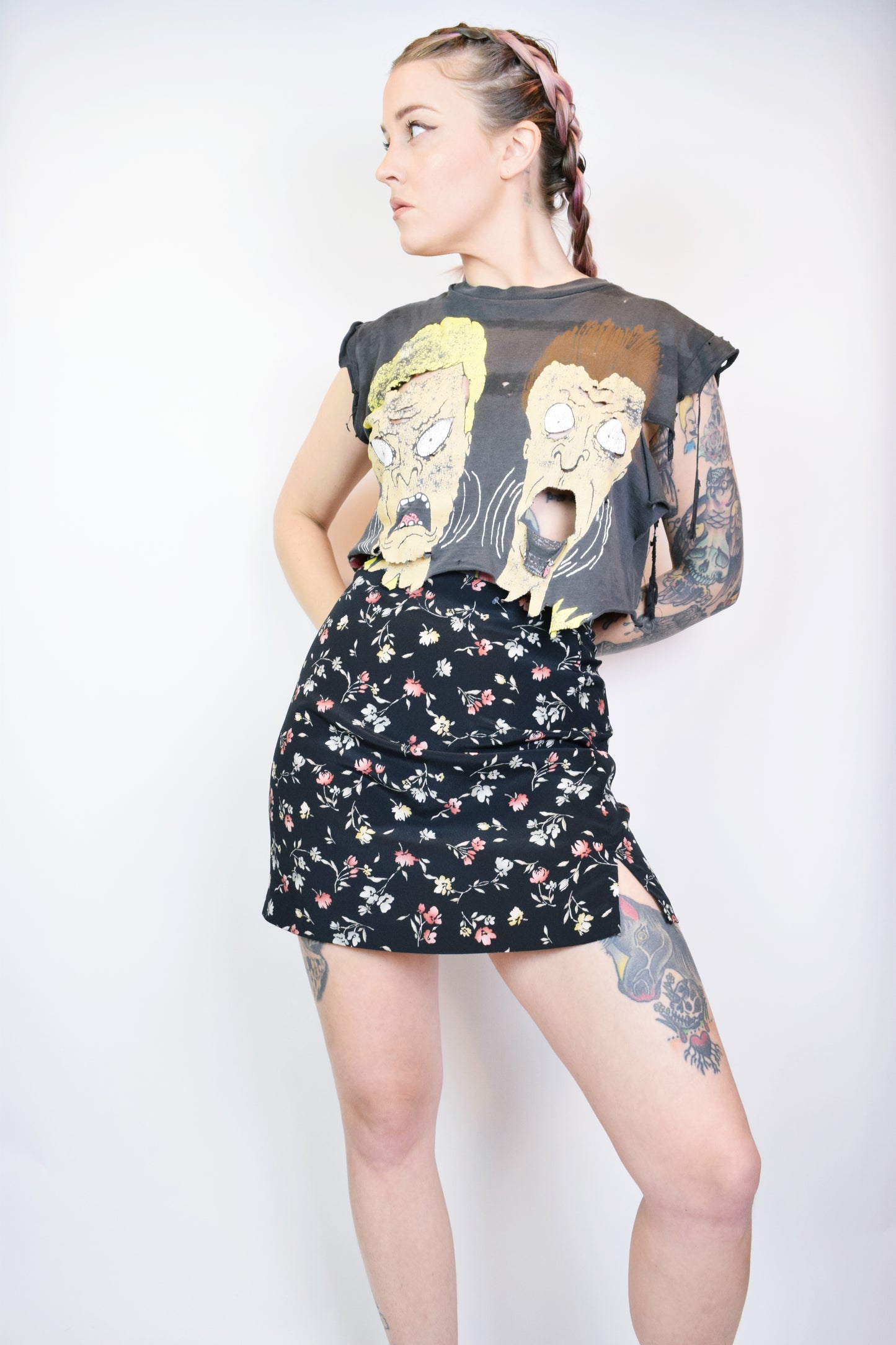 90S FLORAL MINI SKIRT - 27"