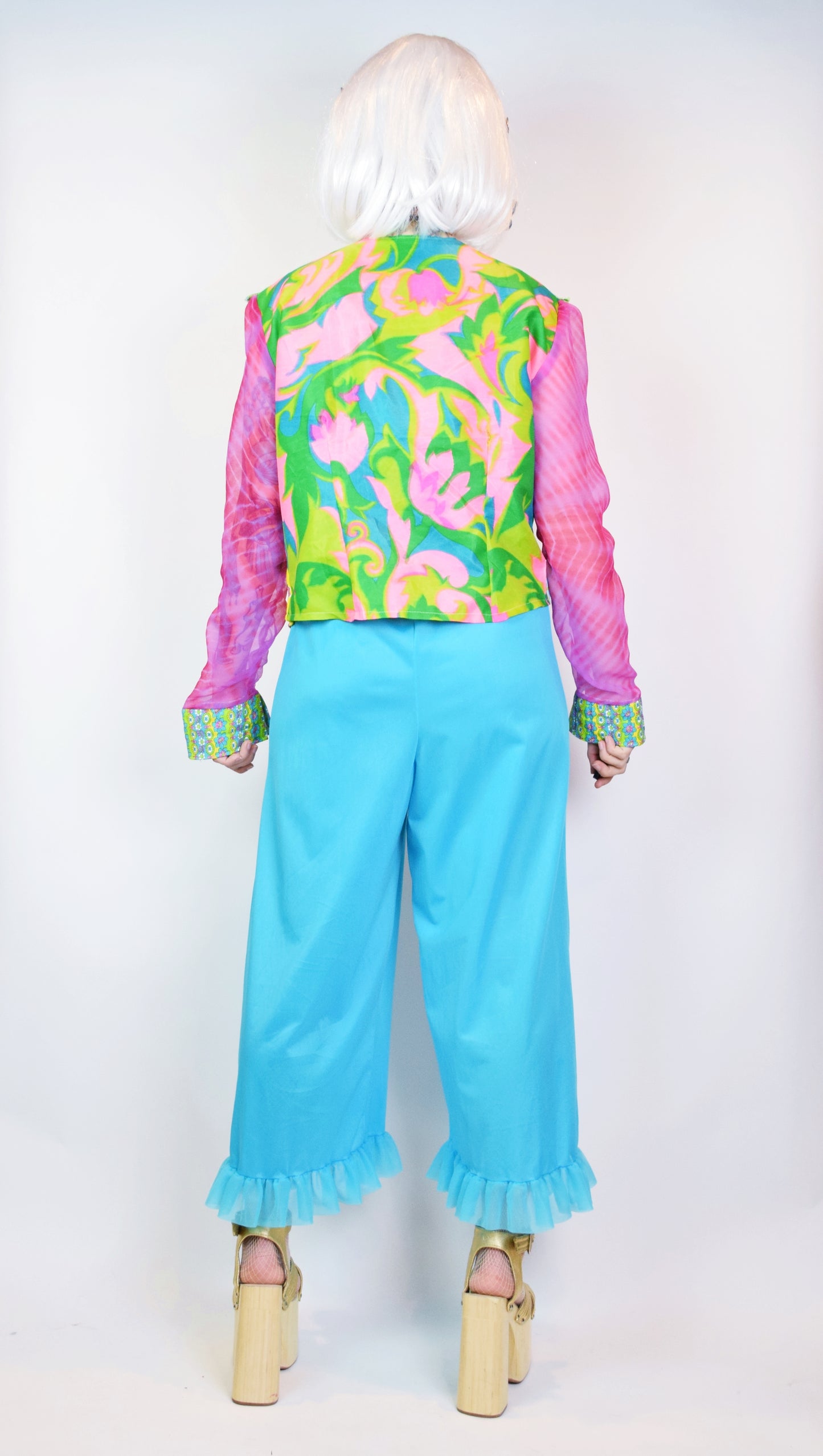 *OWLEPHANT ORIGINAL* TECHNICOLOR LACE UP BLOUSE - M/L