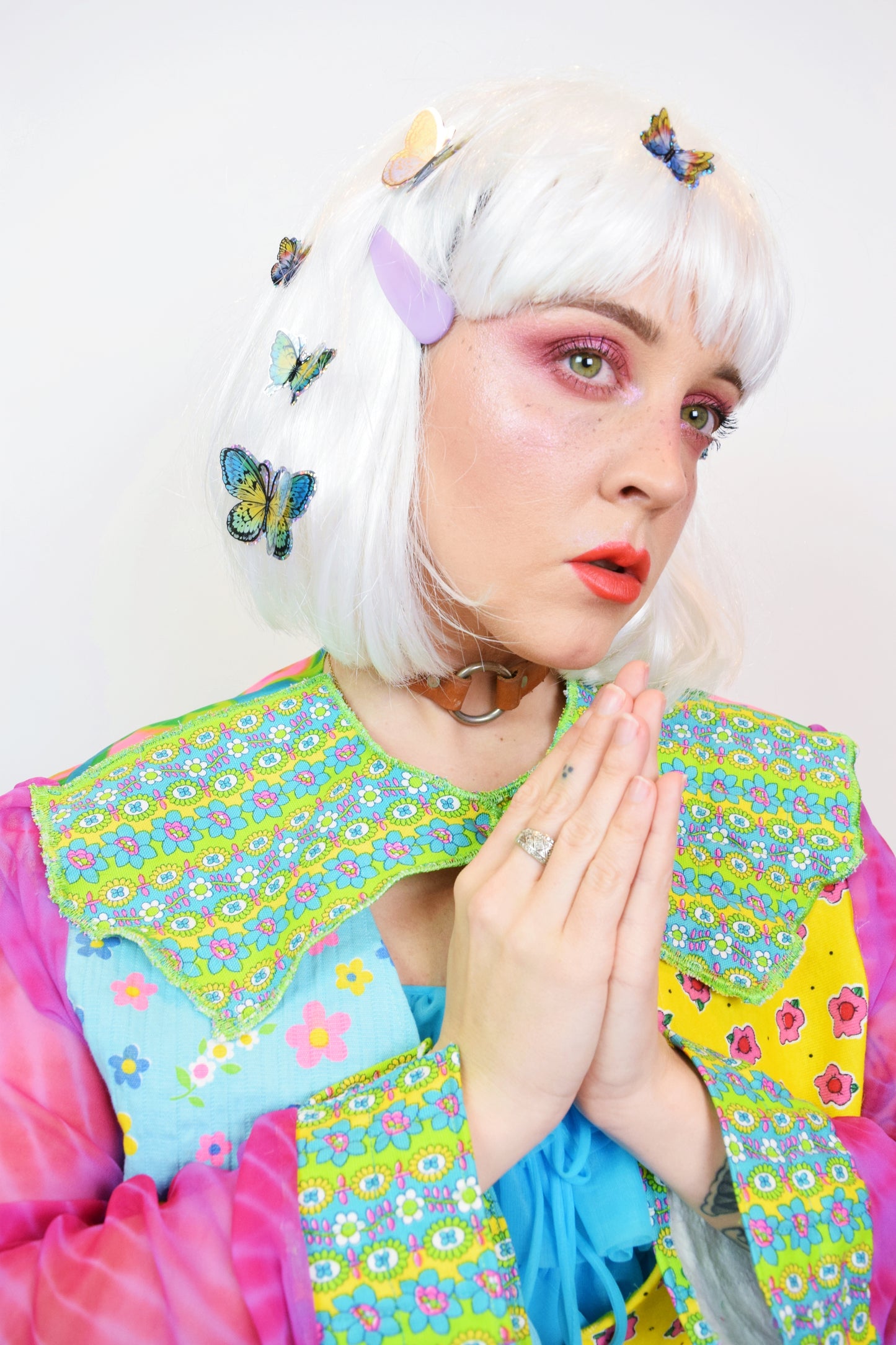 *OWLEPHANT ORIGINAL* TECHNICOLOR LACE UP BLOUSE - M/L