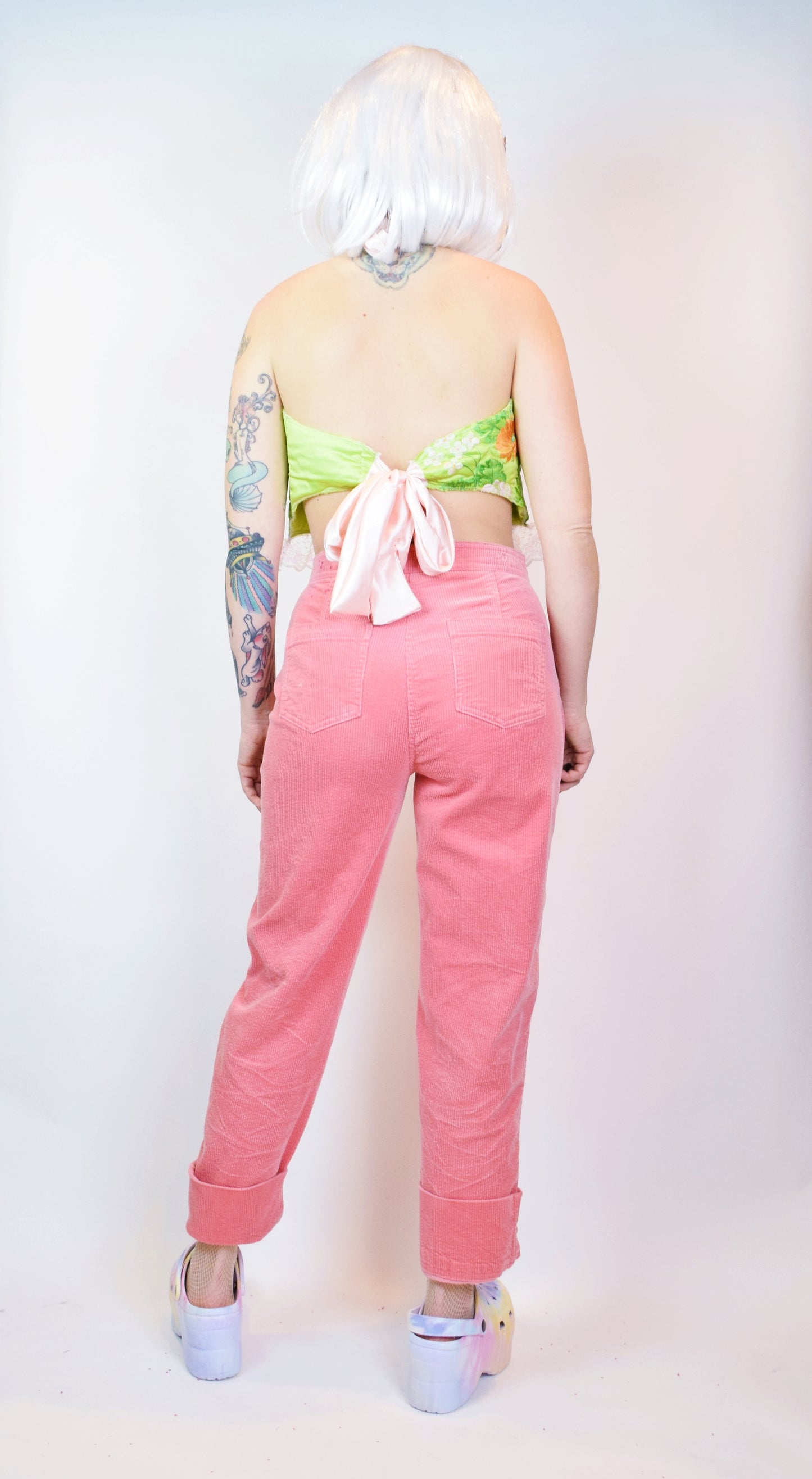 *OWLEPHANT ORIGINALS* LIME GREEN QUILT HALTER TOP - MEDIUM