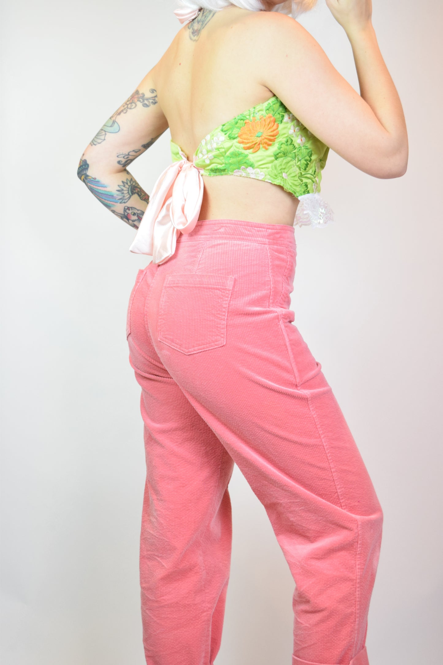 *OWLEPHANT ORIGINALS* LIME GREEN QUILT HALTER TOP - MEDIUM