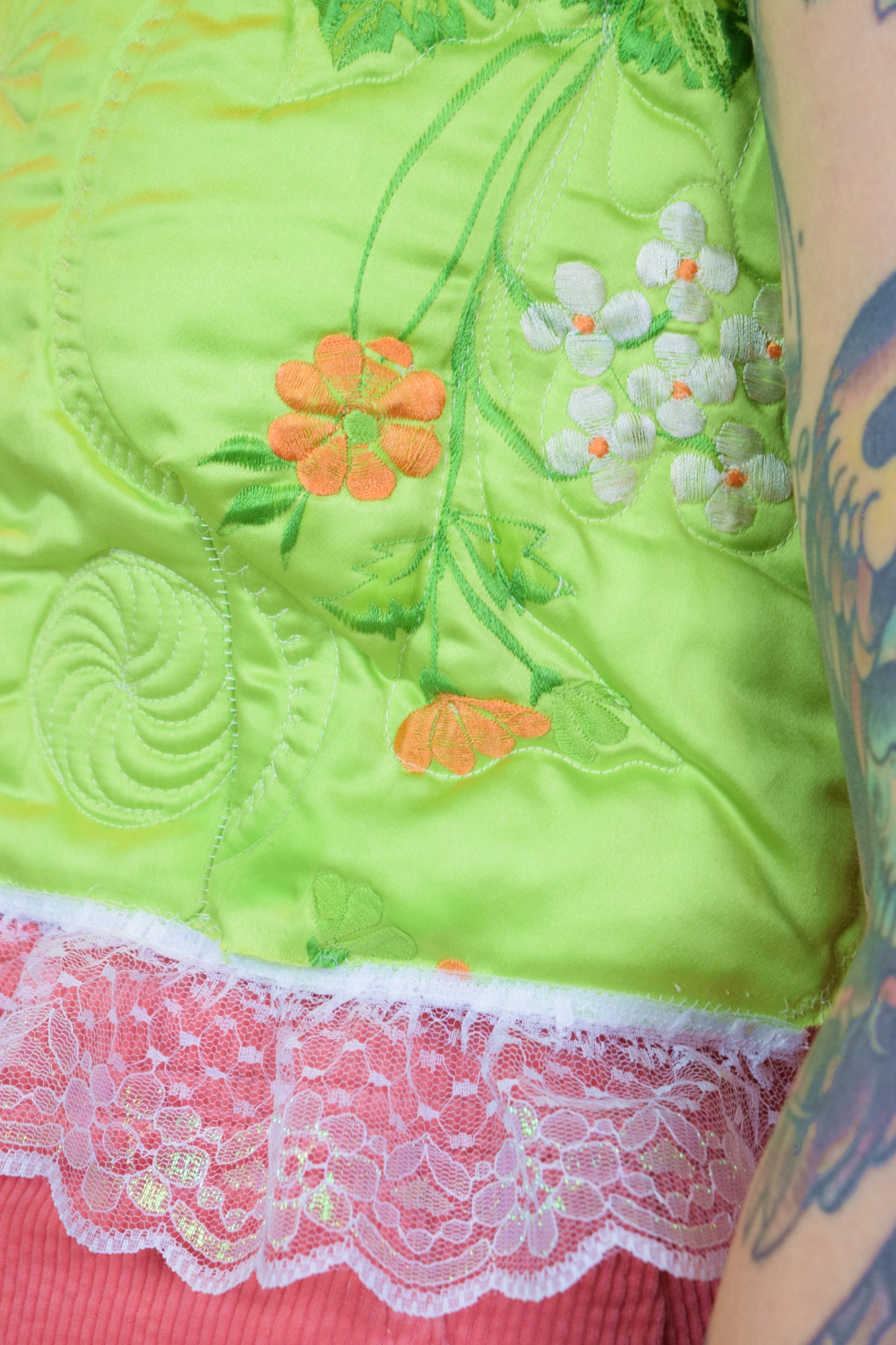 *OWLEPHANT ORIGINALS* LIME GREEN QUILT HALTER TOP - MEDIUM
