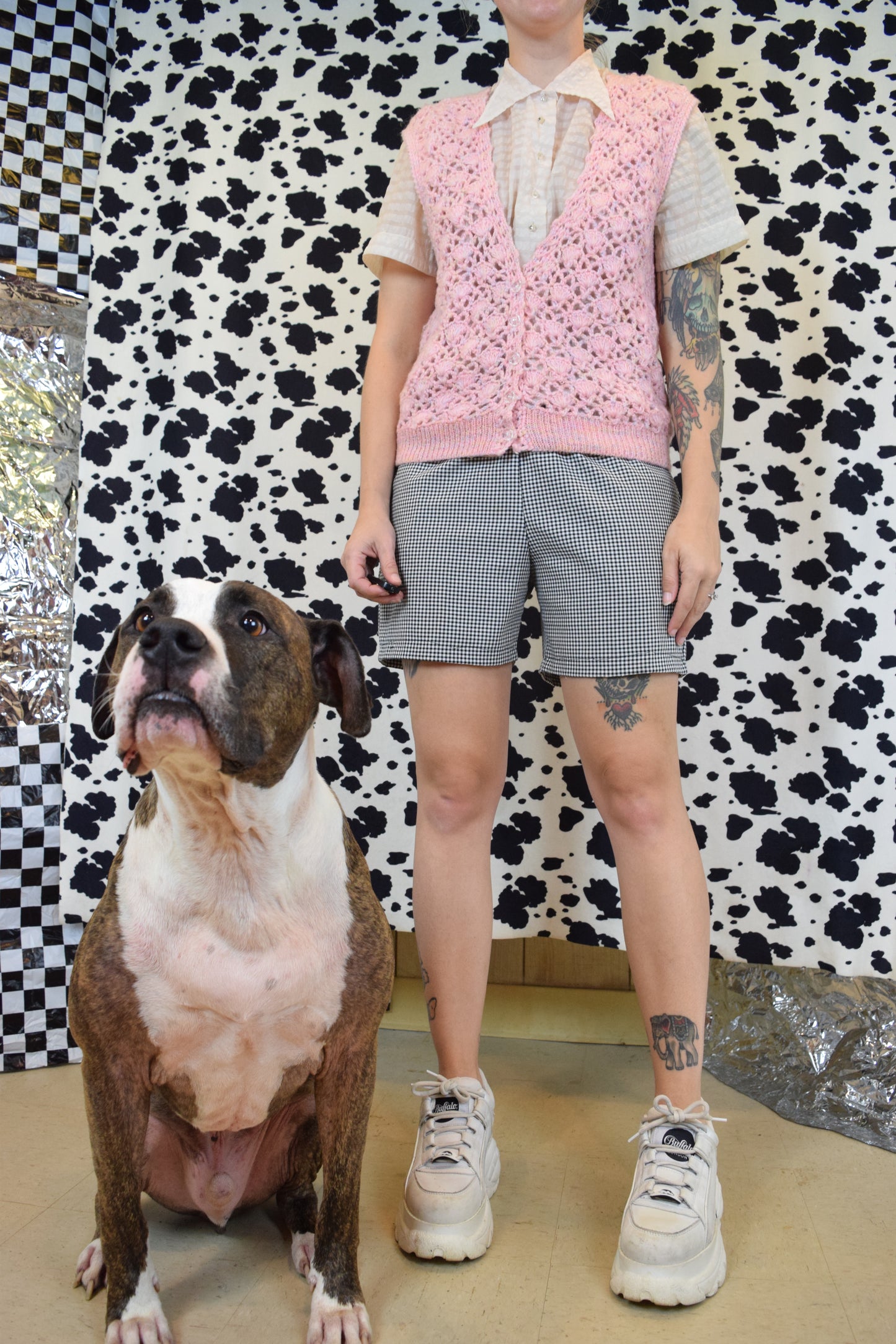 90s SEASHELL KNITTED PINK VEST - M/L