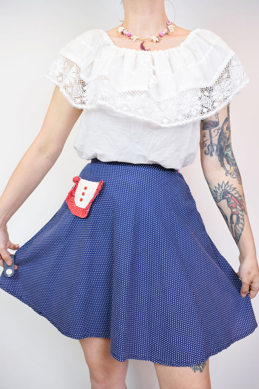 50s POLKADOT CIRCLE SKIRT - 24" WAIST