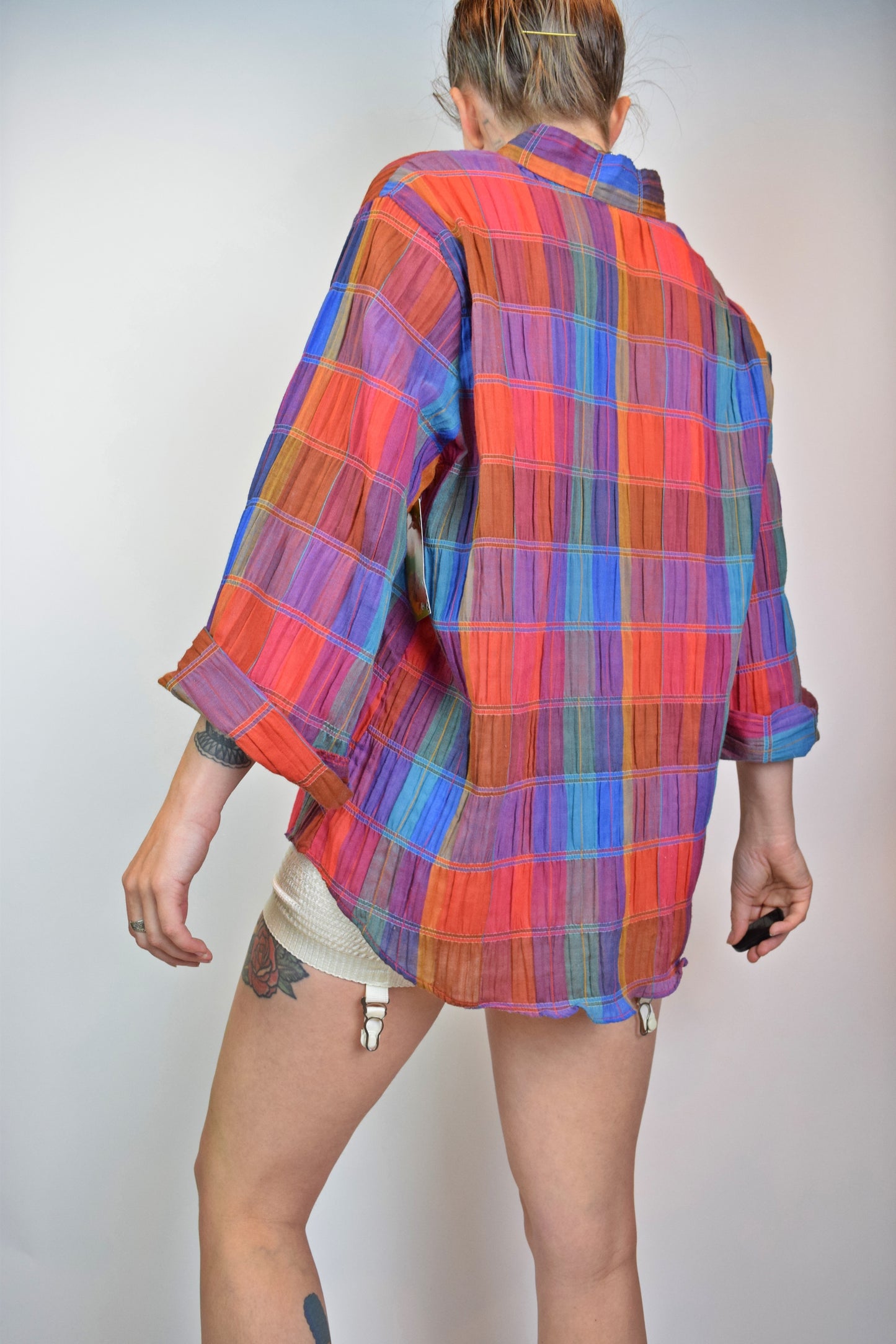 70s BOHEMIAN RAINBOW BLOUSE - M/L