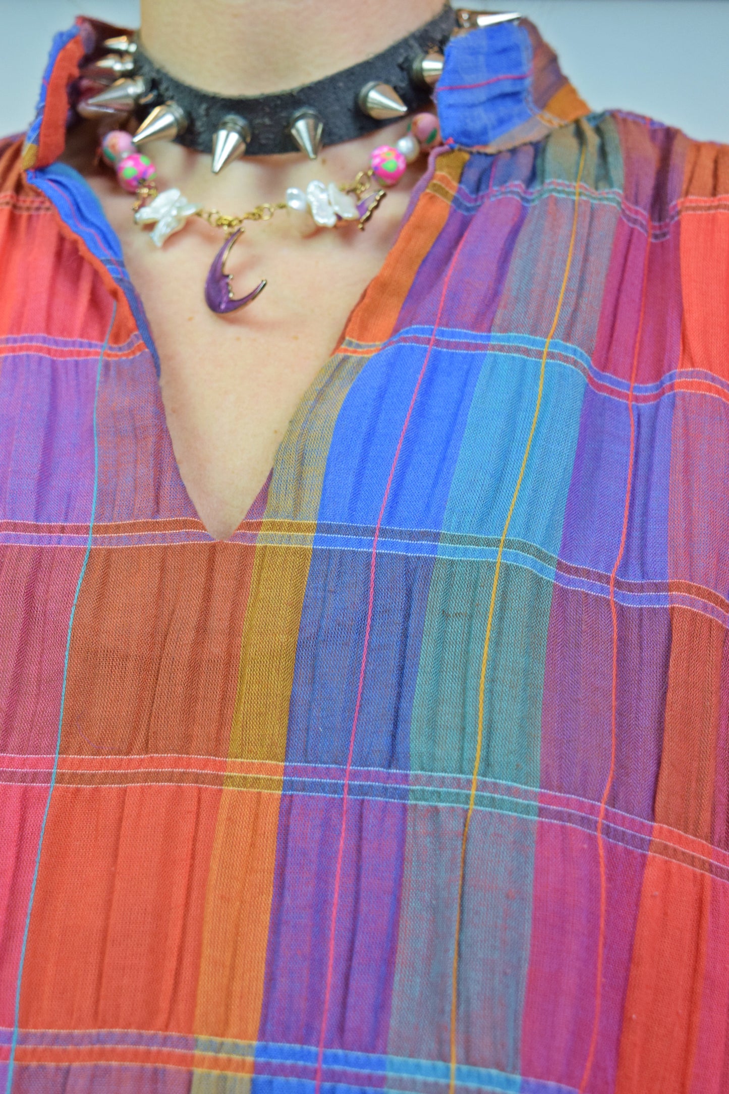 70s BOHEMIAN RAINBOW BLOUSE - M/L