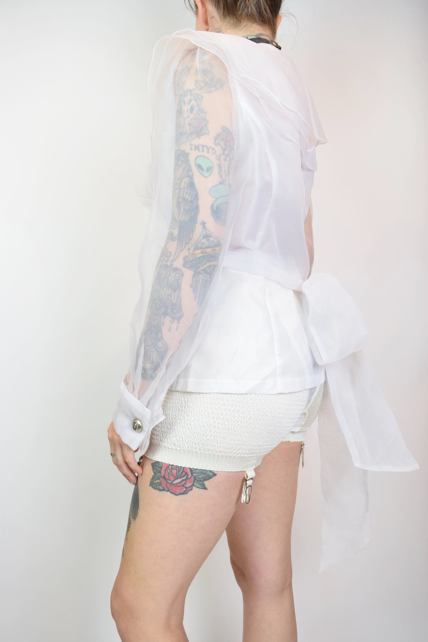 90s ORGNAZA WRAP BLOUSE - M/L