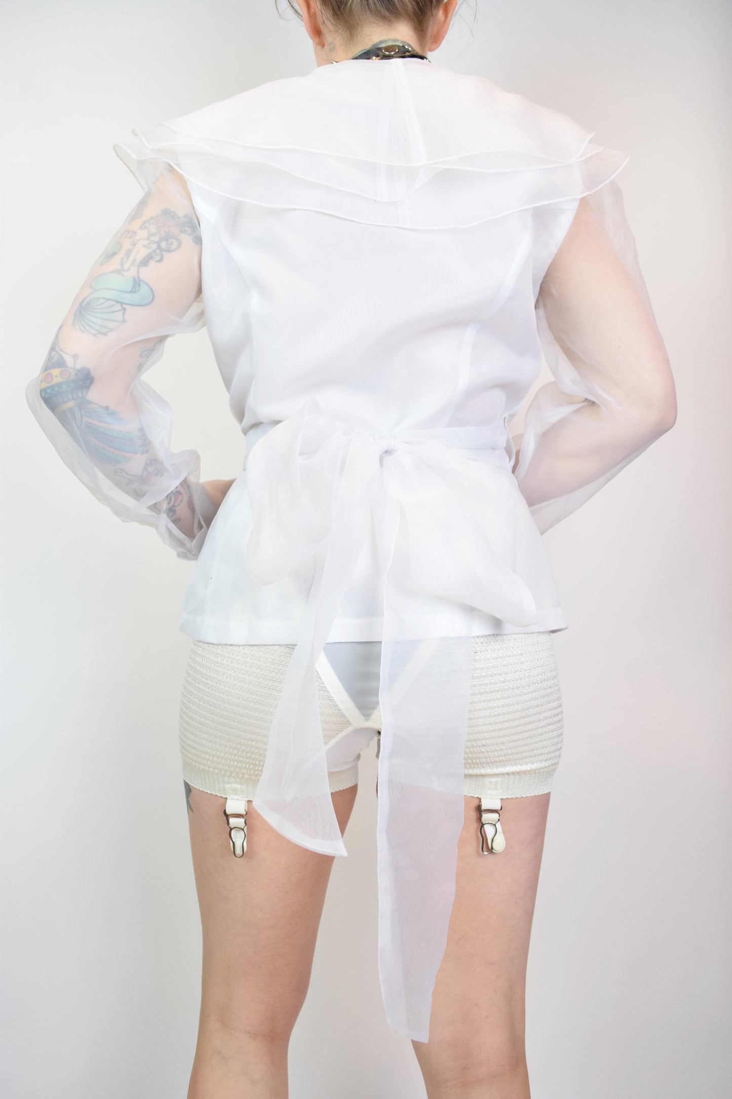90s ORGNAZA WRAP BLOUSE - M/L