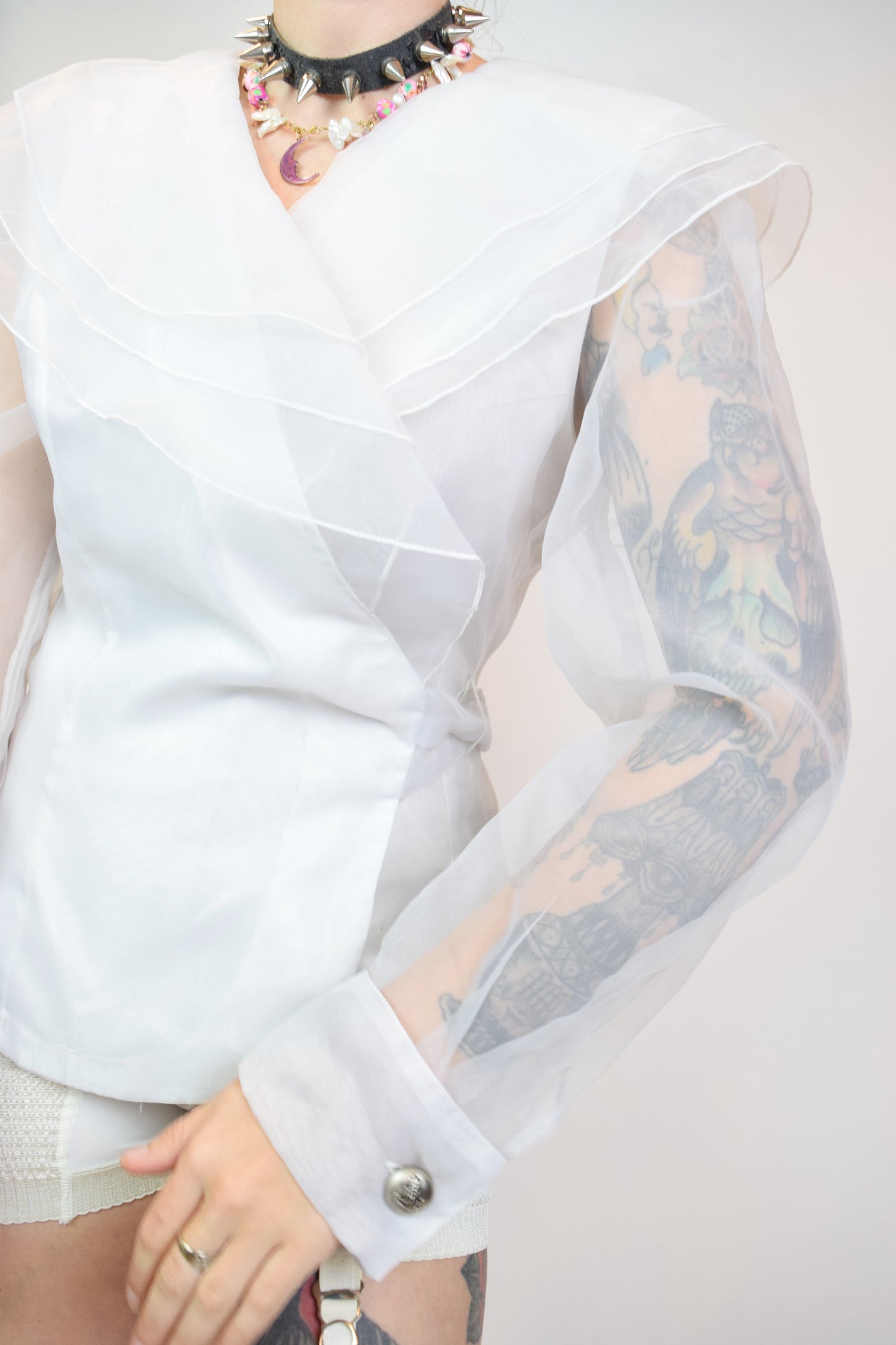 90s ORGNAZA WRAP BLOUSE - M/L