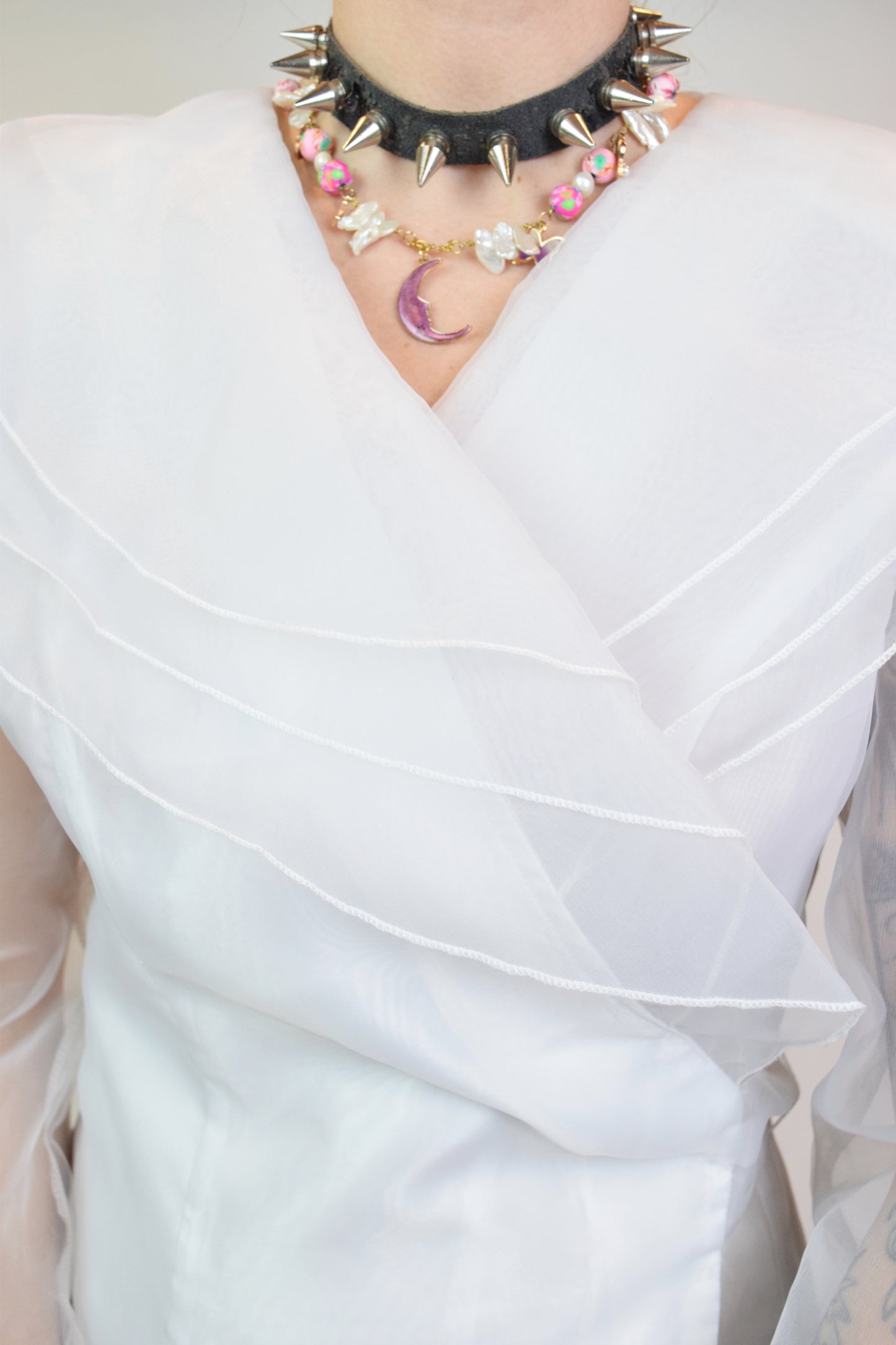90s ORGNAZA WRAP BLOUSE - M/L