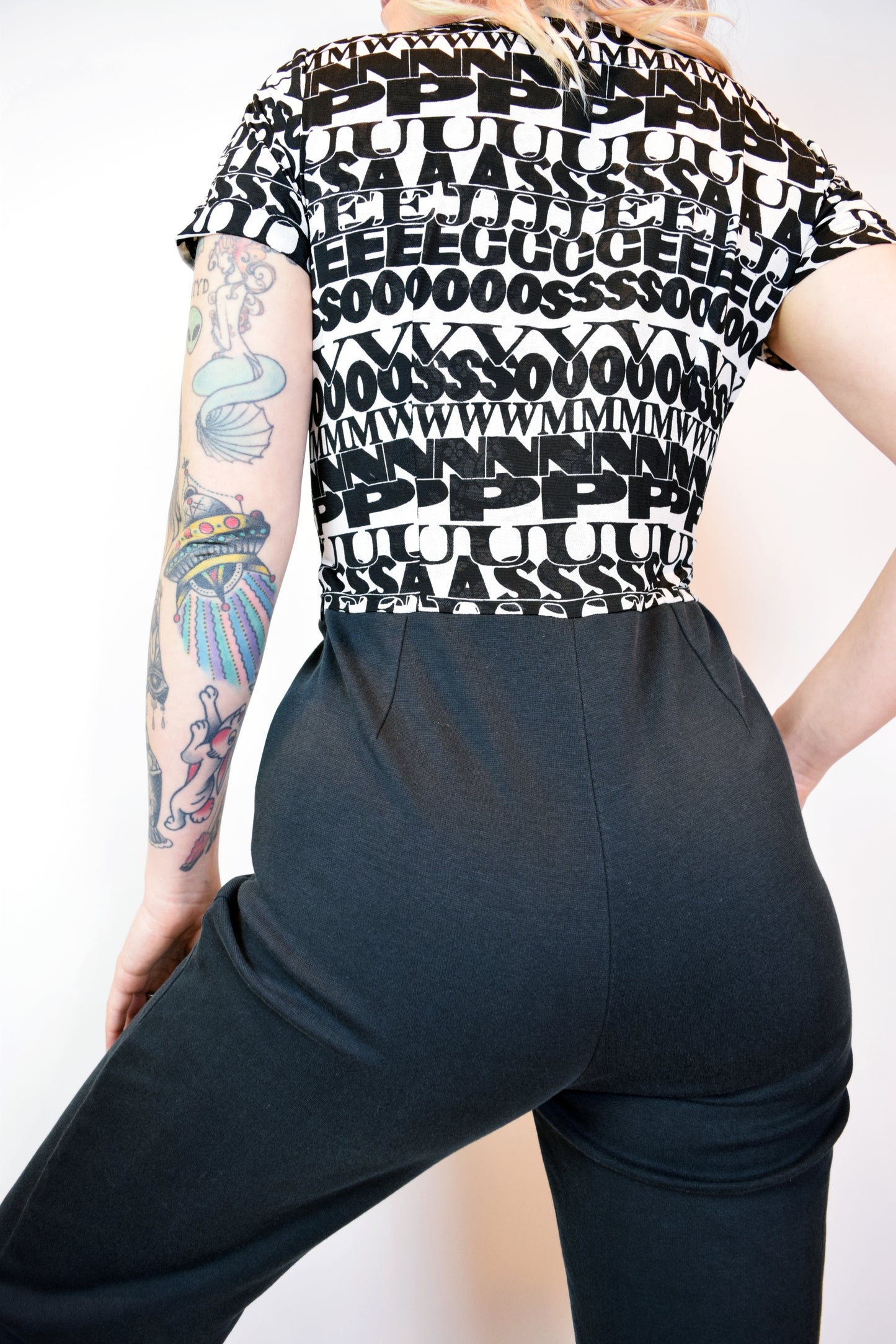 90s NOVELTY ALPHABET JUMPSUIT - XS/S