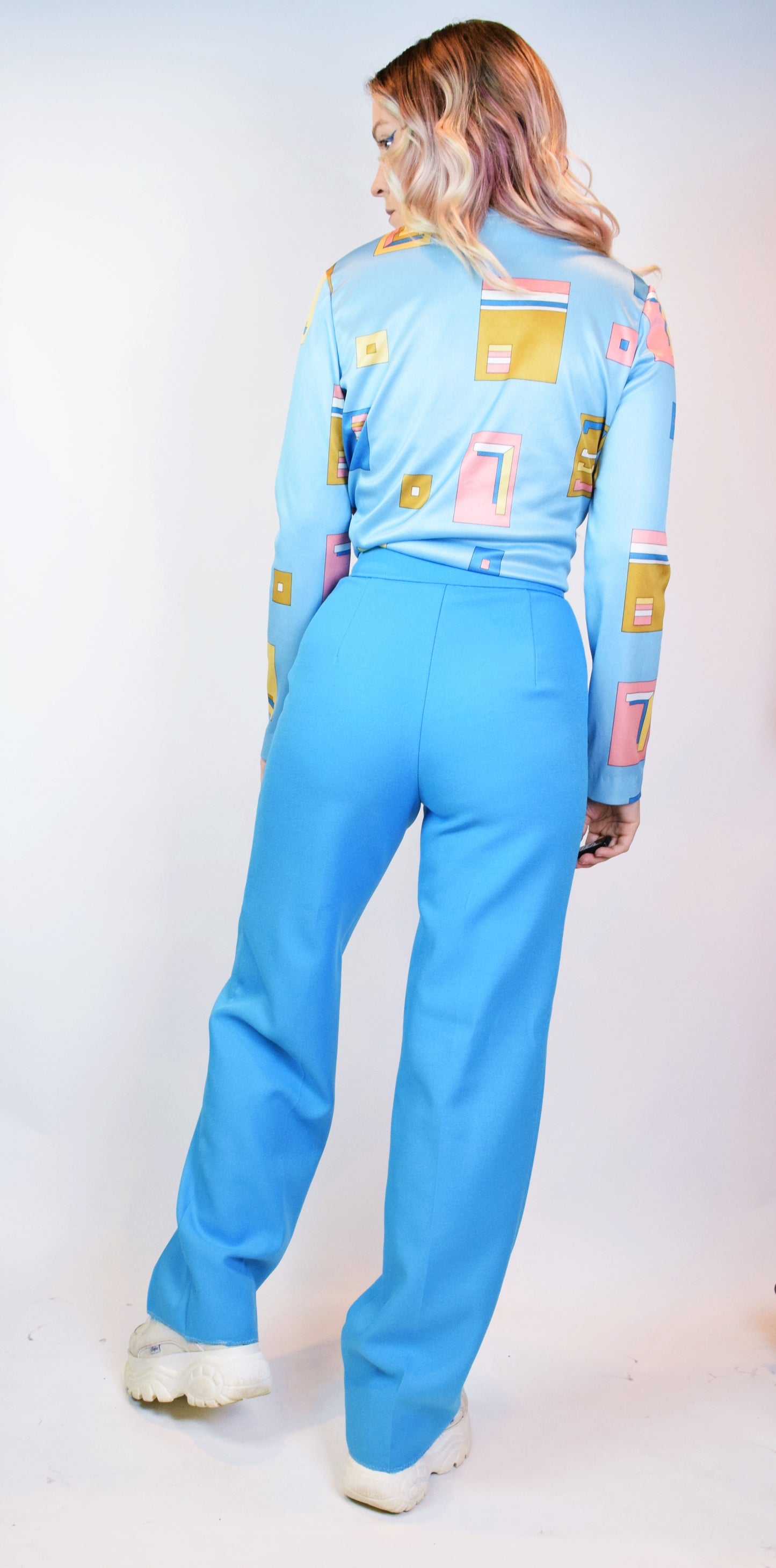 60s RETRO SQUARE BLOUSE - S/M