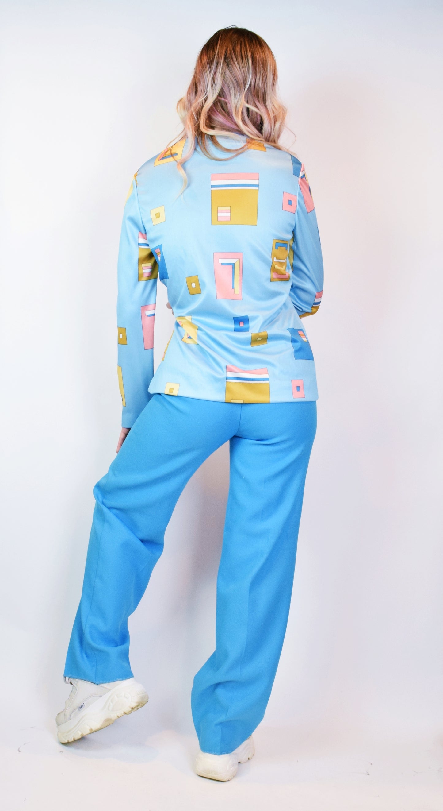 60s RETRO SQUARE BLOUSE - S/M