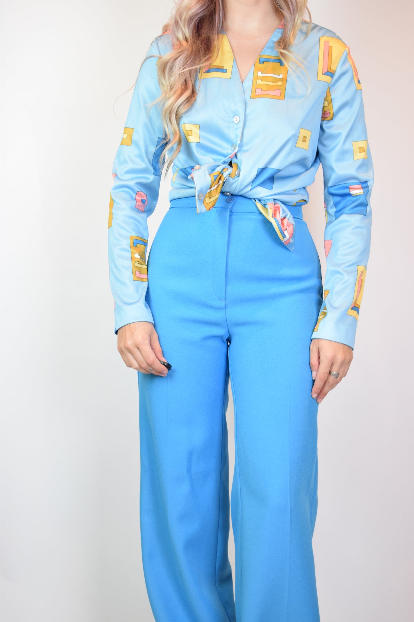 60s RETRO SQUARE BLOUSE - S/M