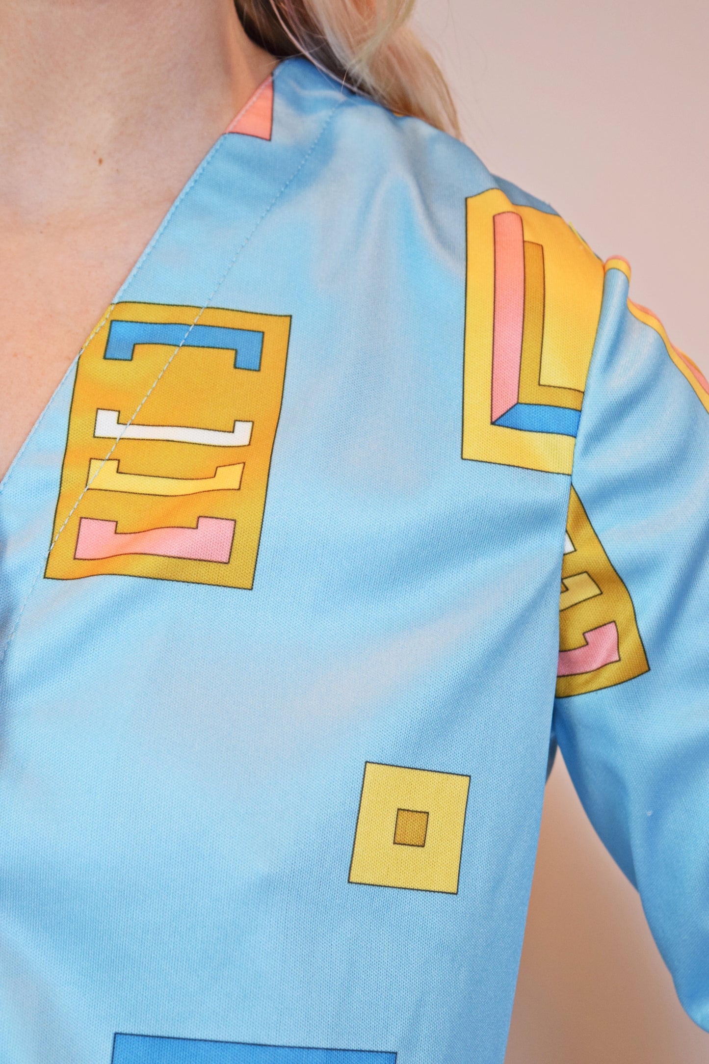 60s RETRO SQUARE BLOUSE - S/M