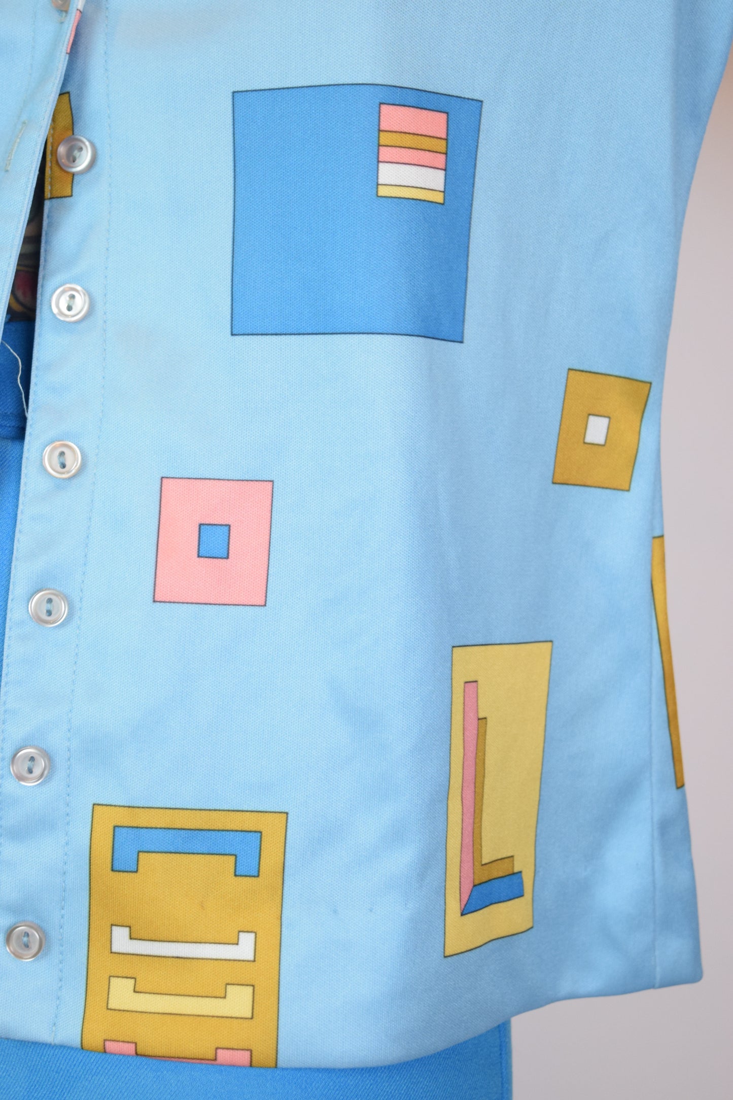 60s RETRO SQUARE BLOUSE - S/M