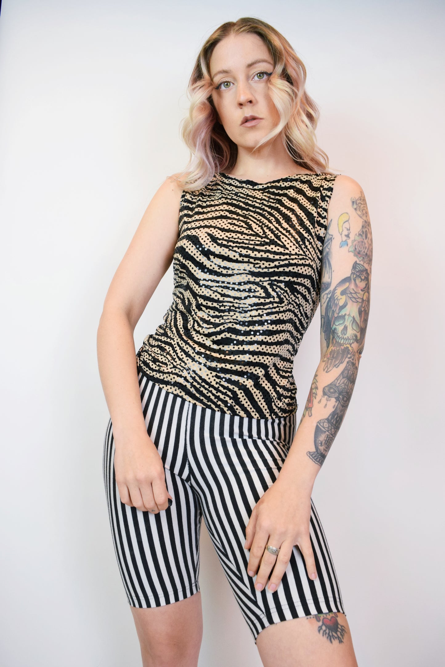 90S IRIDESCENT ZEBRA BLOUSE - SMALL