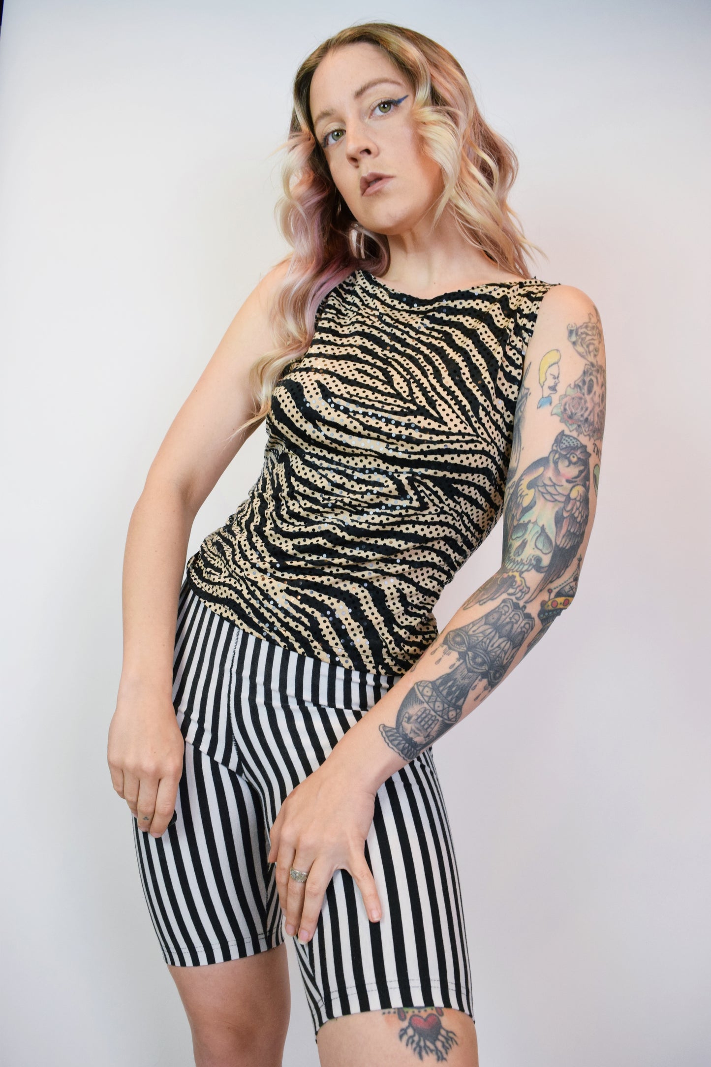 90S IRIDESCENT ZEBRA BLOUSE - SMALL