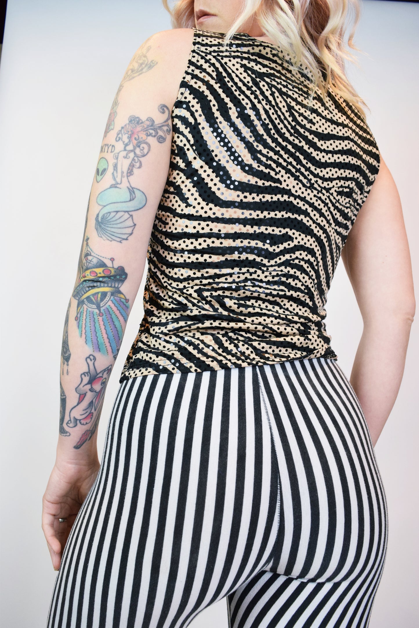 90S IRIDESCENT ZEBRA BLOUSE - SMALL