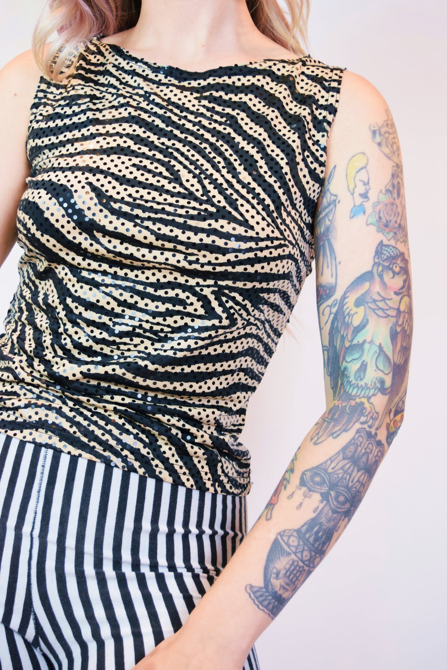 90S IRIDESCENT ZEBRA BLOUSE - SMALL