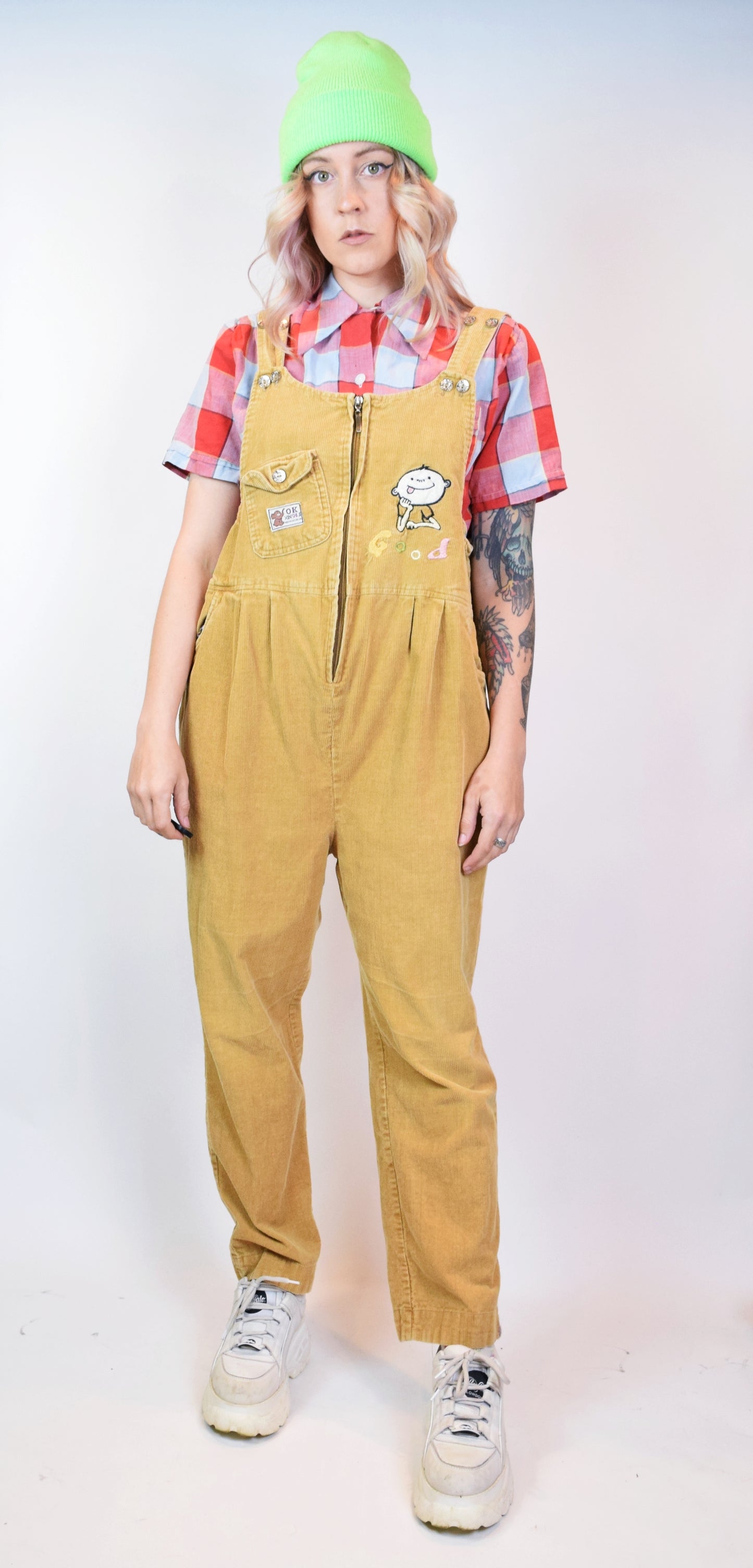NEW AGE EMBROIDERED CORDOROUY OVERALLS - MEDIUM