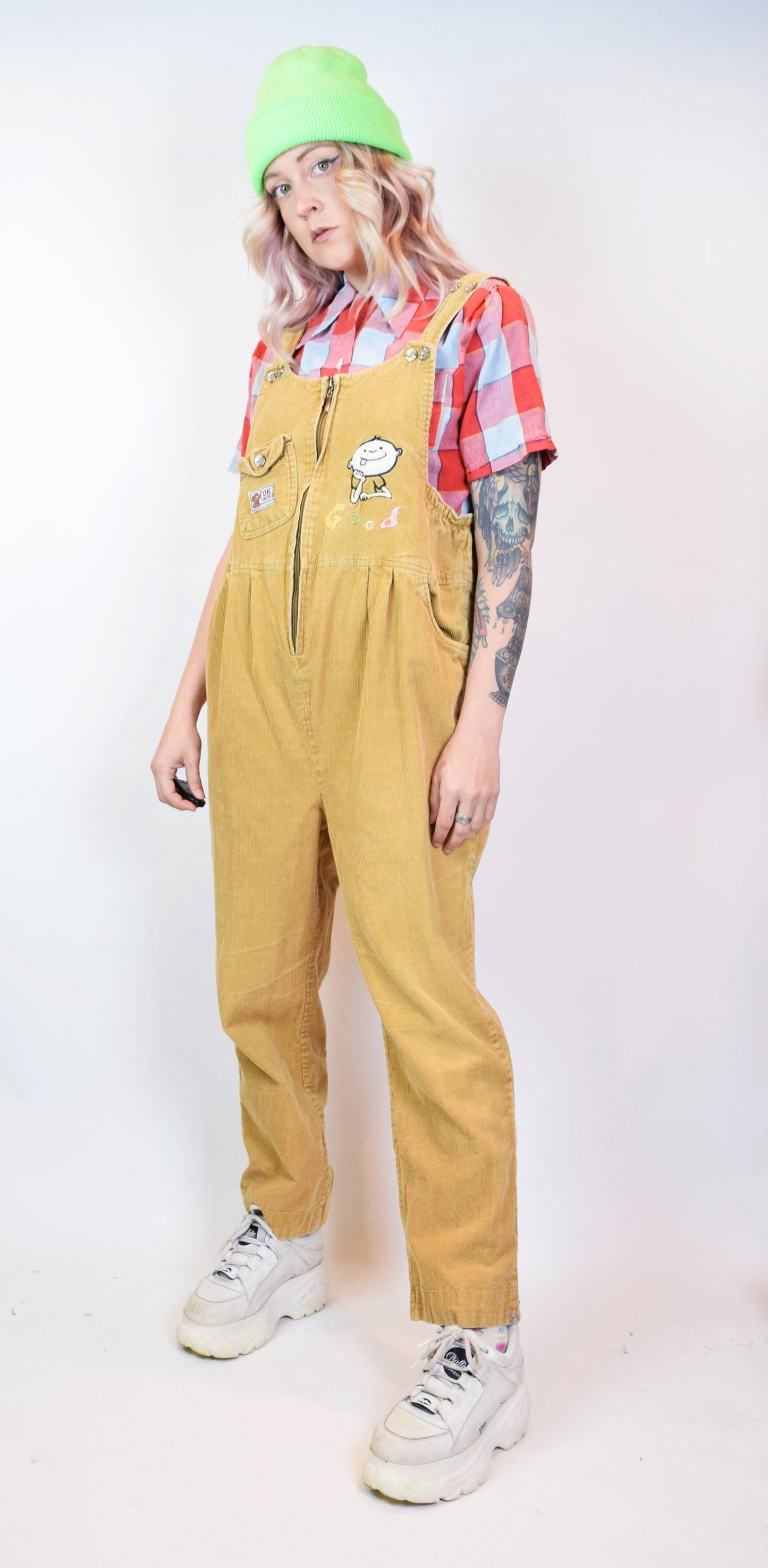 NEW AGE EMBROIDERED CORDOROUY OVERALLS - MEDIUM