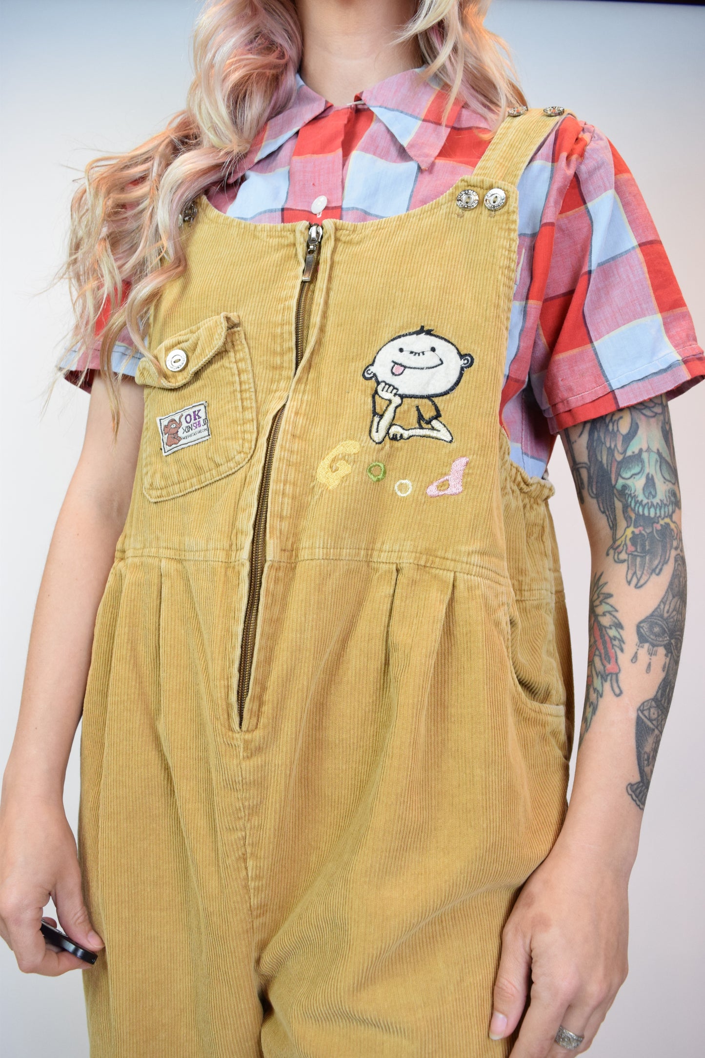 NEW AGE EMBROIDERED CORDOROUY OVERALLS - MEDIUM
