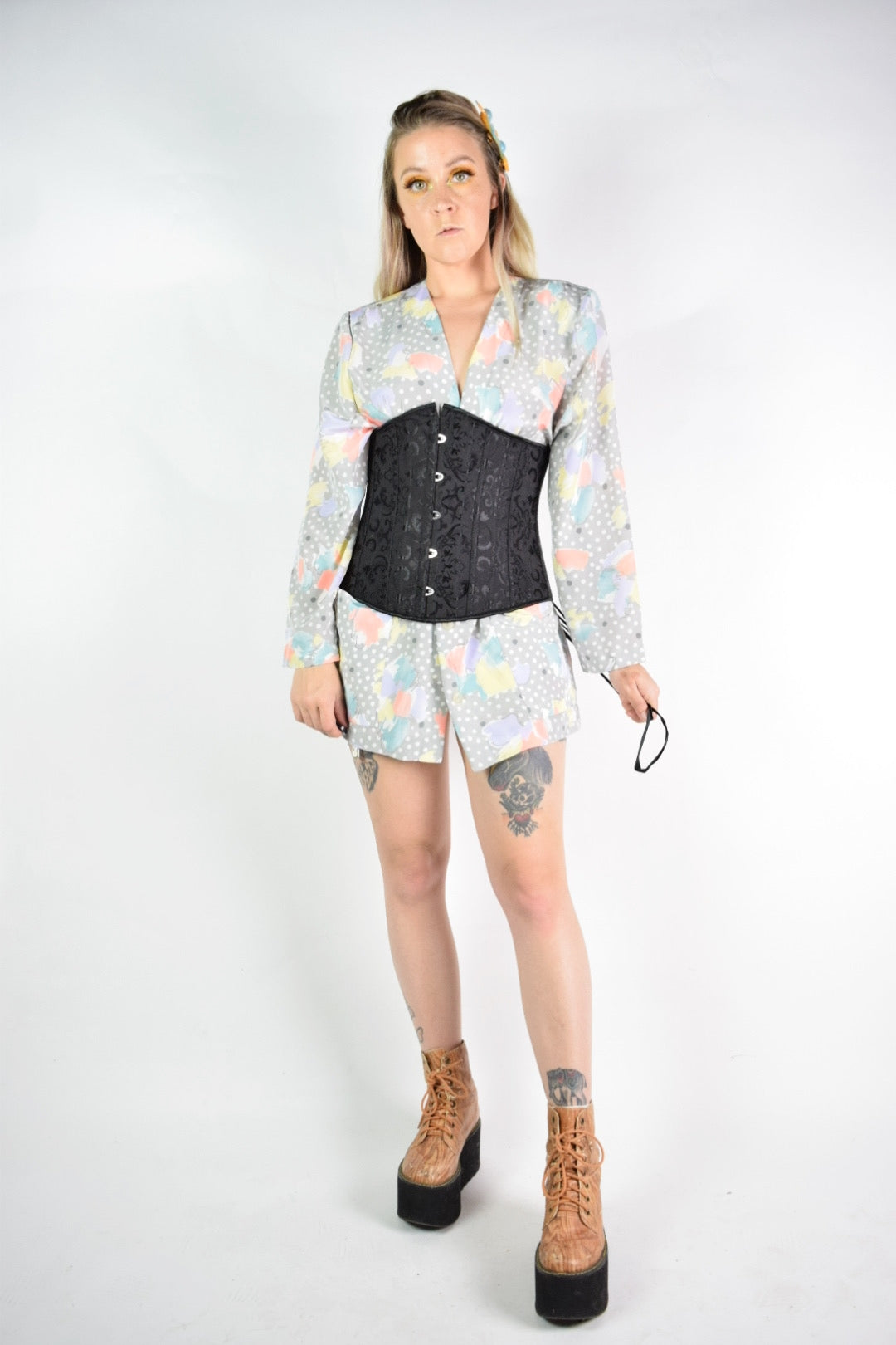 80s ABSTRACT CARDIGAN - M/L