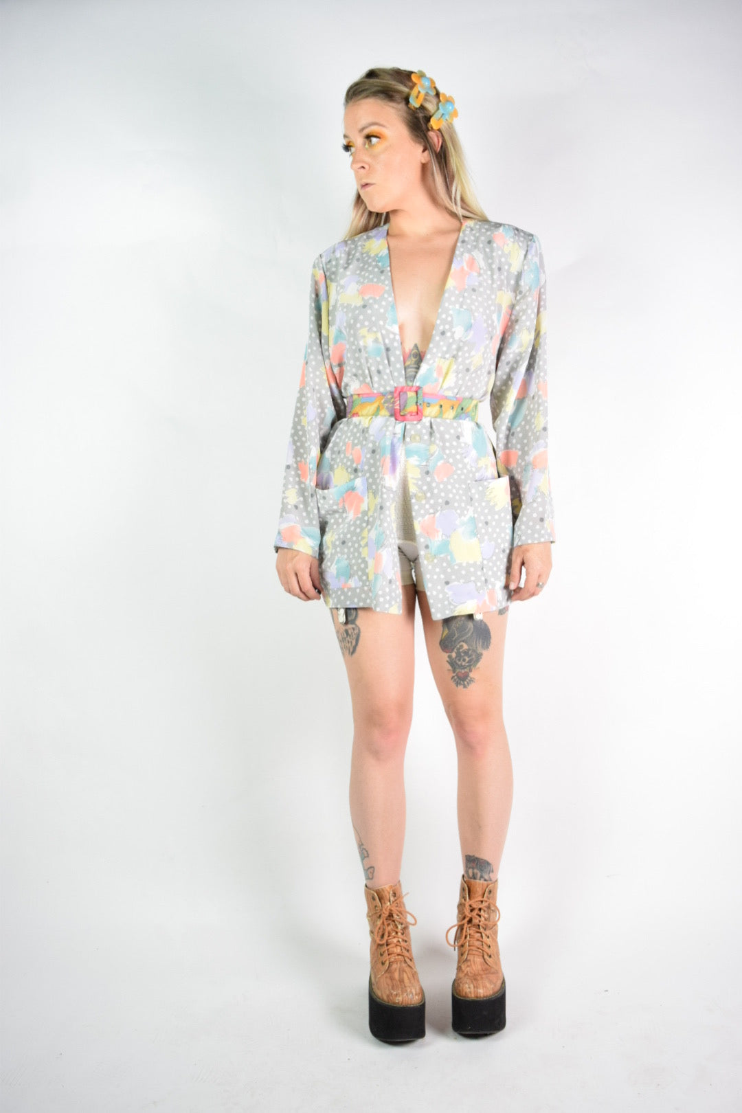 80s ABSTRACT CARDIGAN - M/L