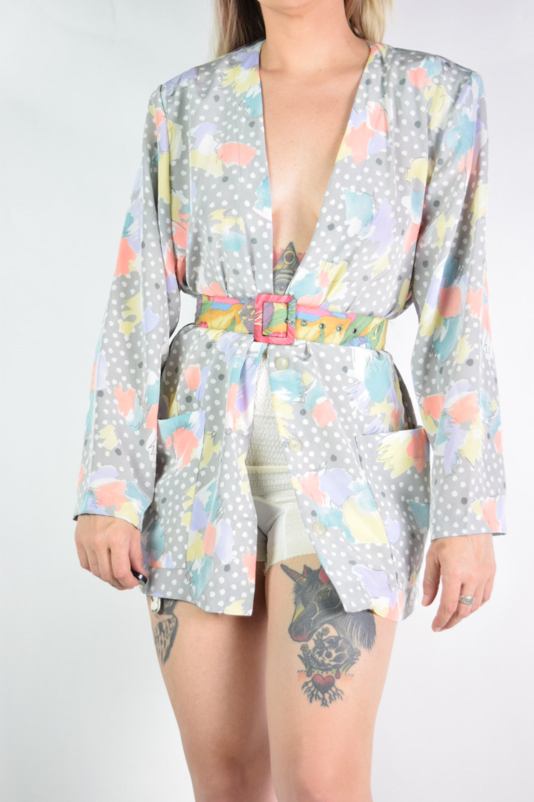 80s ABSTRACT CARDIGAN - M/L