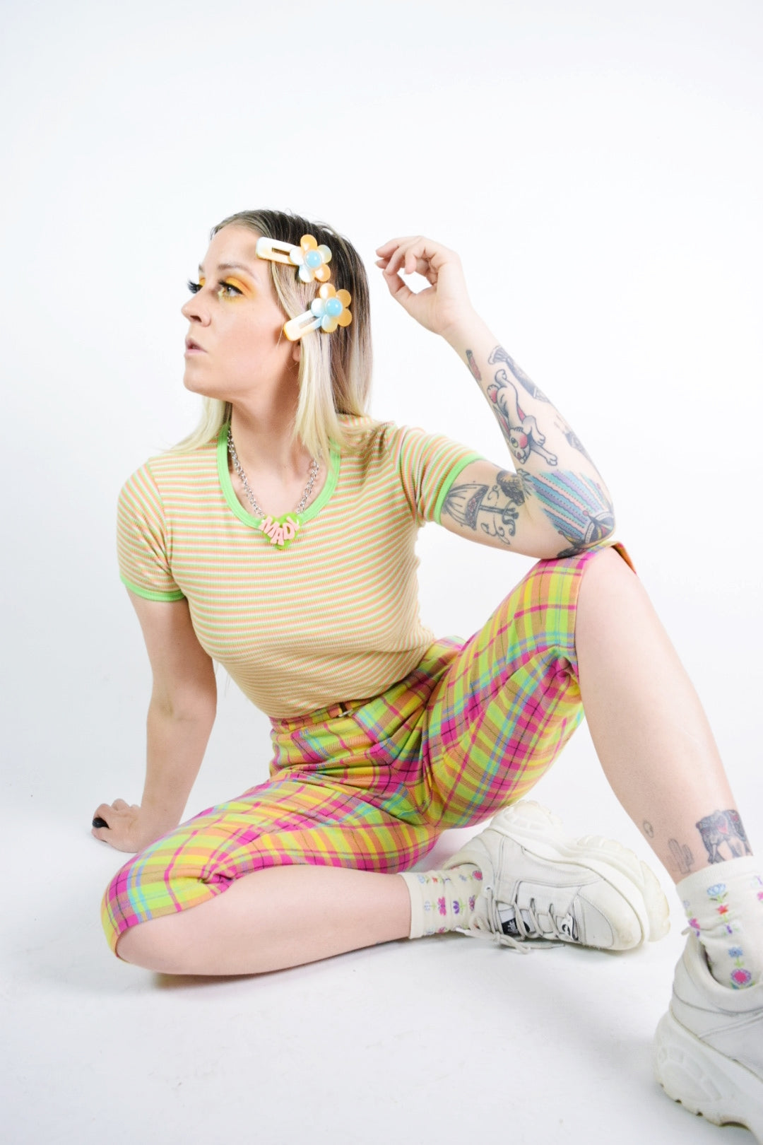 Y2K DOES 40s TECHNICOLOR CAPRIS - 26-28" waist