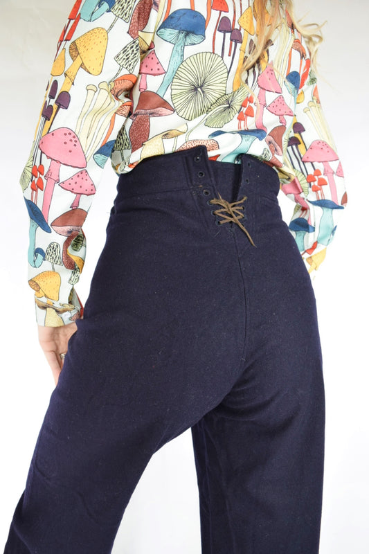 40s WOOL NAVY SAILOR PANTS - 28" waist