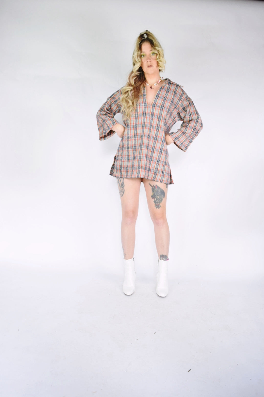 60s RAINBOW PLAID MOD MINI - XS-M