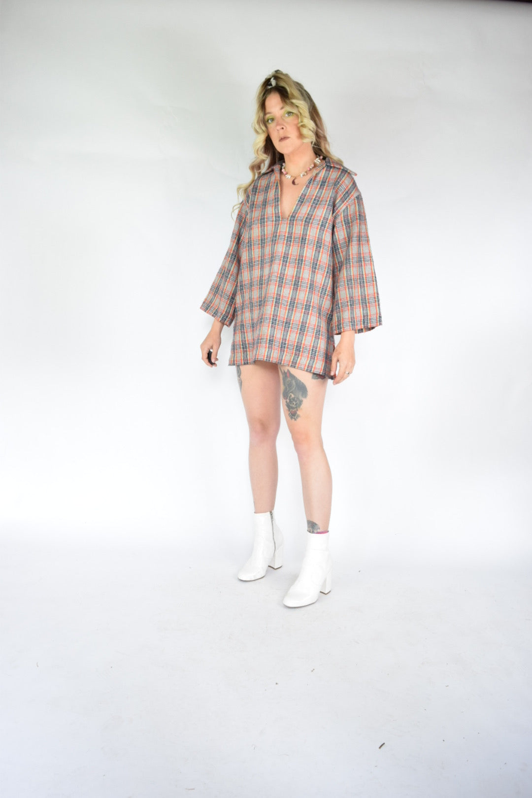 60s RAINBOW PLAID MOD MINI - XS-M