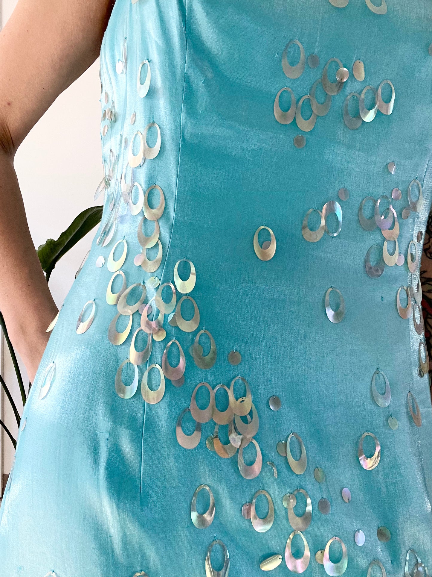 Y2K Iridescent Space Age Maxi Dress
