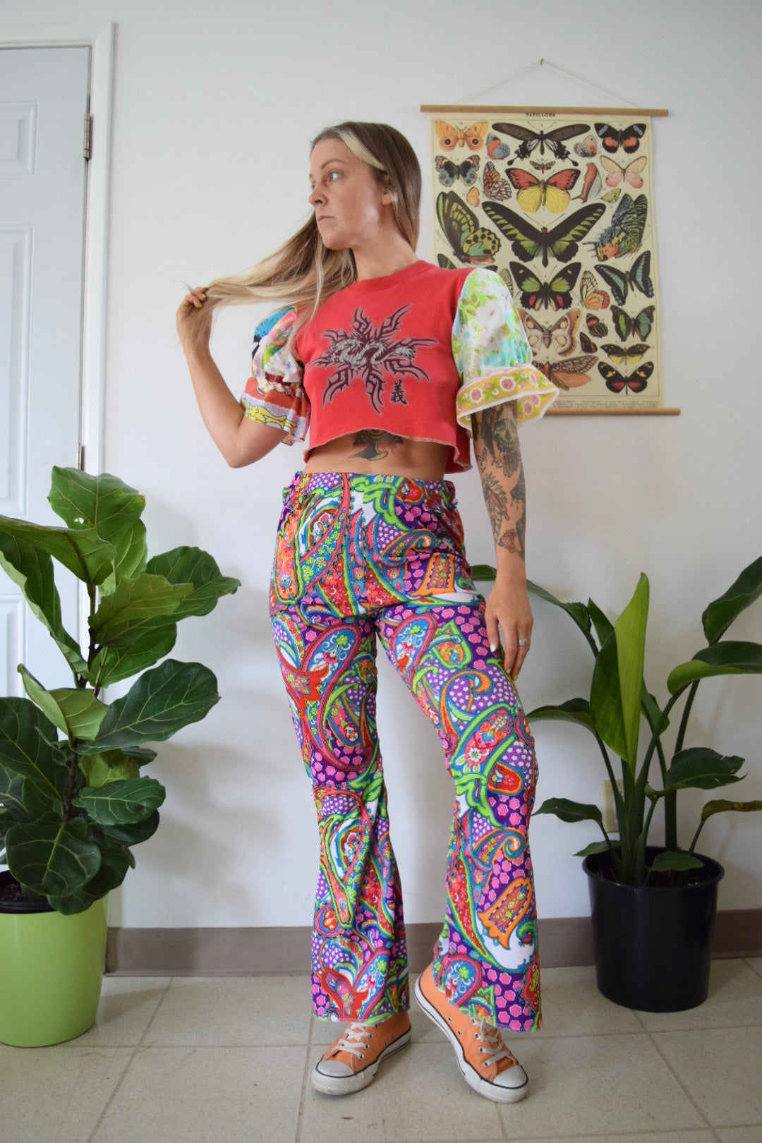 UPCYCLED DRAGON PATCHWORK TEE - XS/S