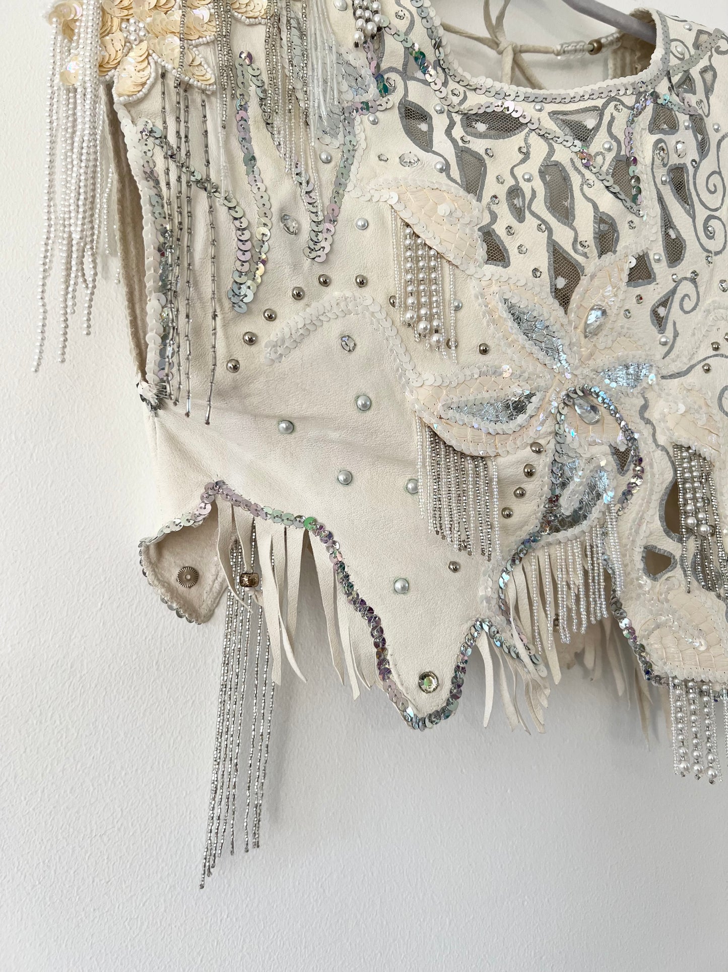 Handmade leather and sequin set