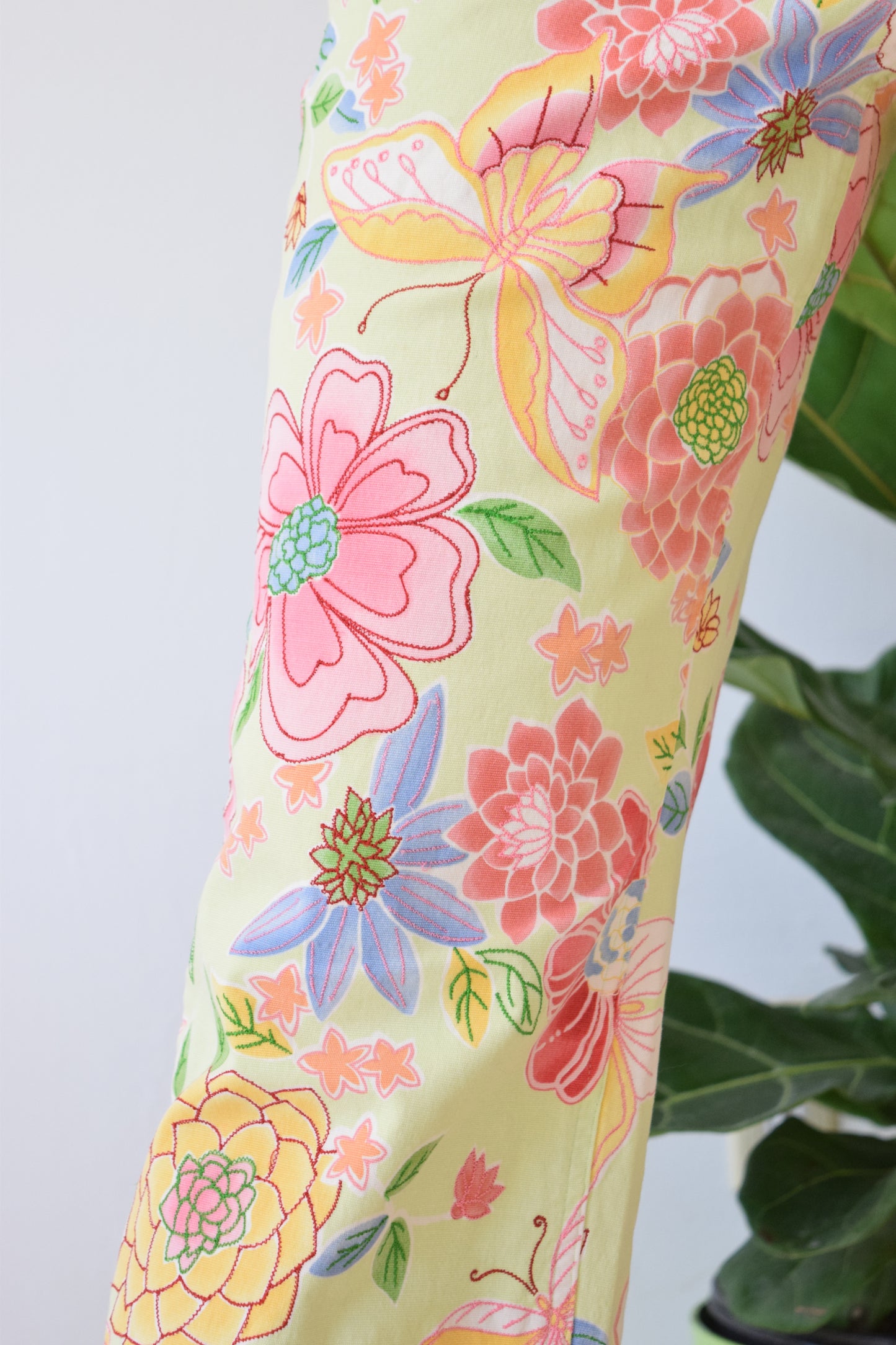 Y2K CHAIN STITCH BUTTERFLY TROUSERS - 30/31" WAIST