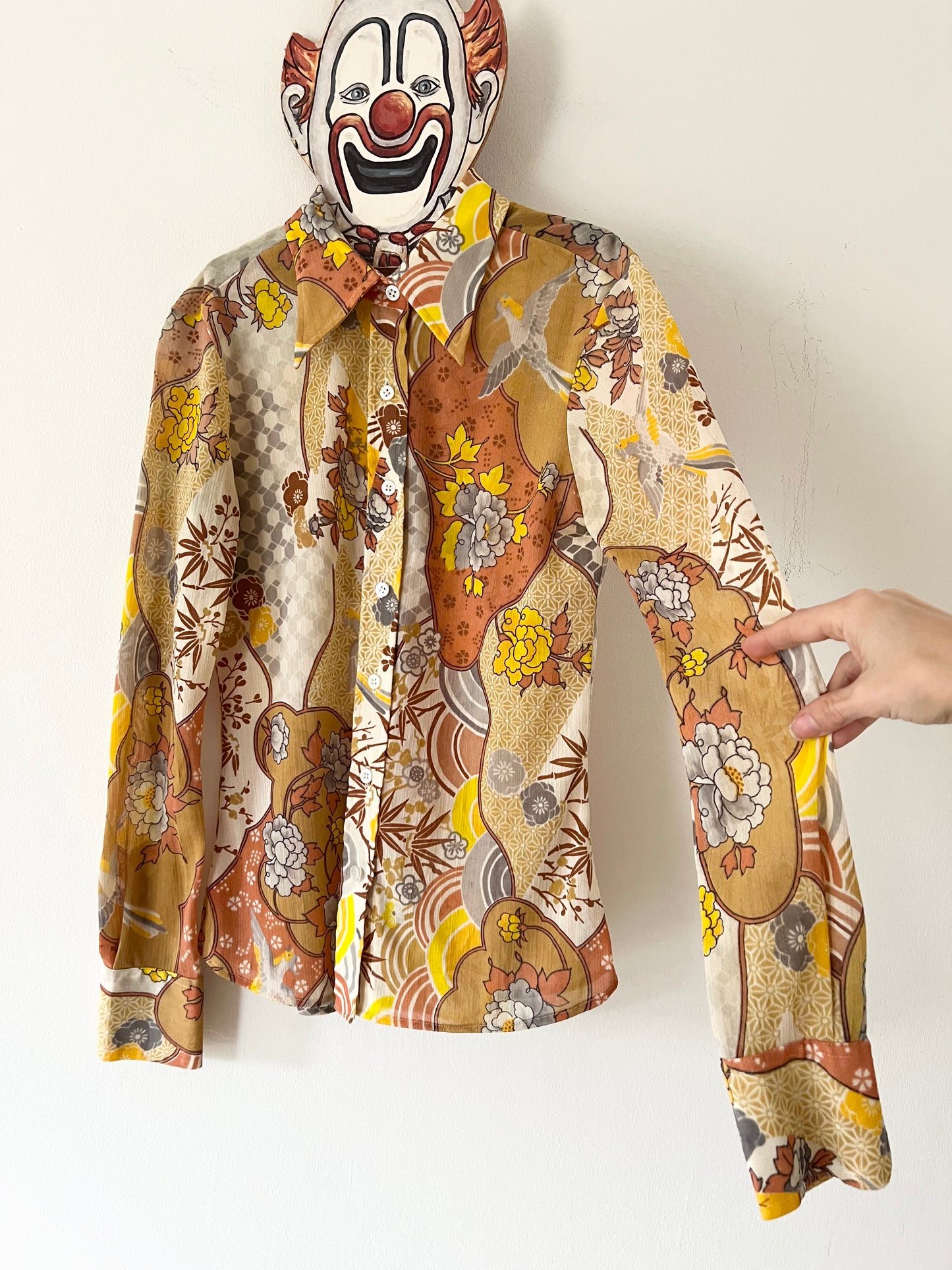 60s Groovy Poly Button Up - XS/S