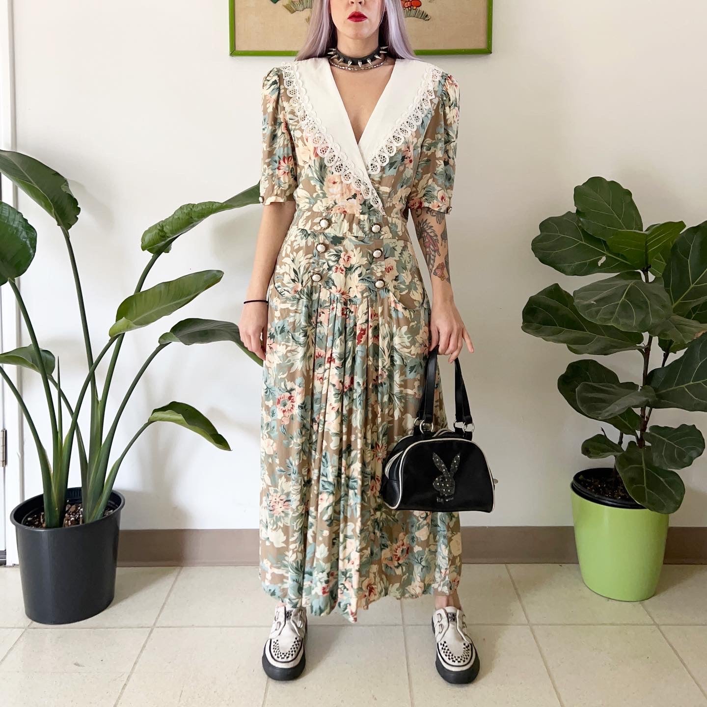 90s Floral Drop Waist Maxi Dress