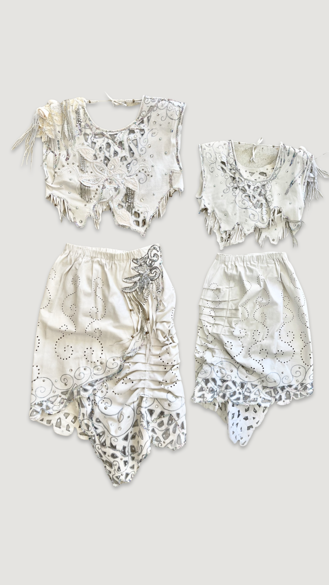 Handmade leather and sequin set